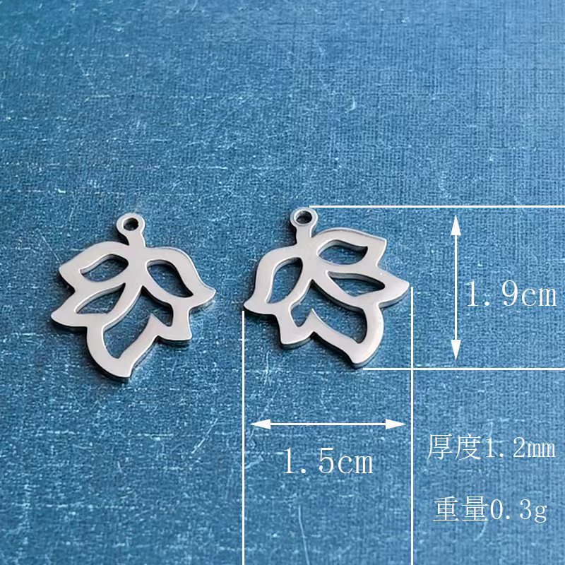 Stainless steel four-leaf clover maple leaf bracelet pendant, hollowed-out small tree titanium steel leaf necklace, diy handmade jewelry accessory detail image 2