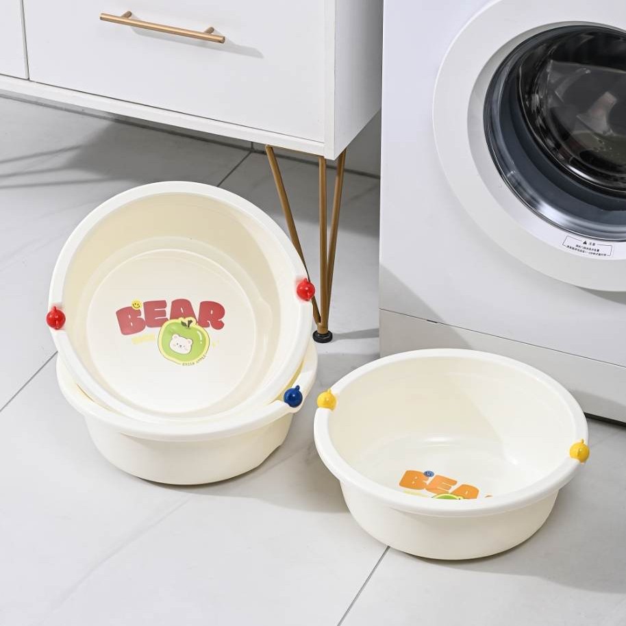 D58-ZG-820 Cream Bear Basin, household washbasin, thickened plastic basin, student dormitory basin, Cartoon basin Specification image