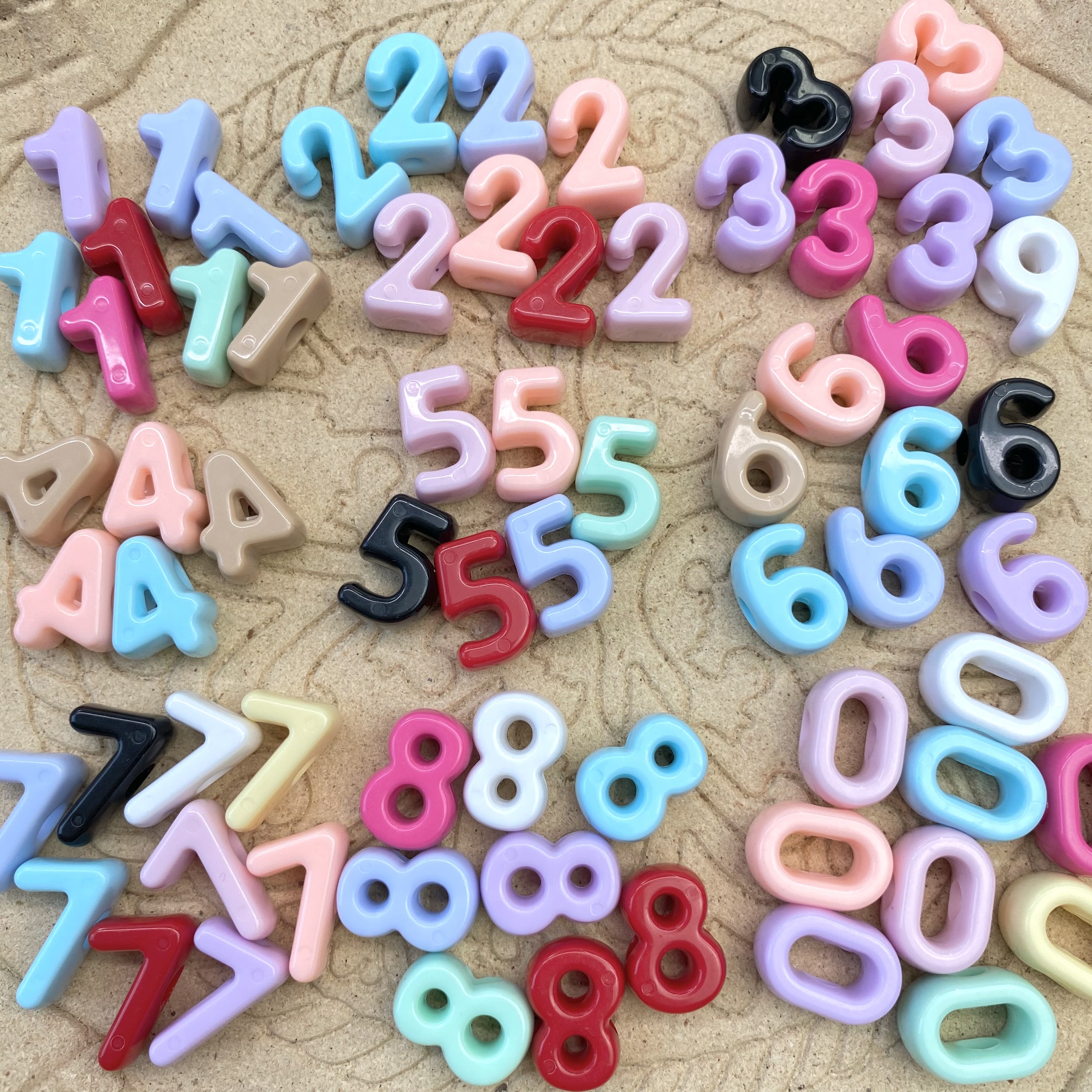 diy acrylic solid color digital large-hole beads/mobile phone chain vertical hole string beads, keychain accessory materials, loose beads wholesale Specification image