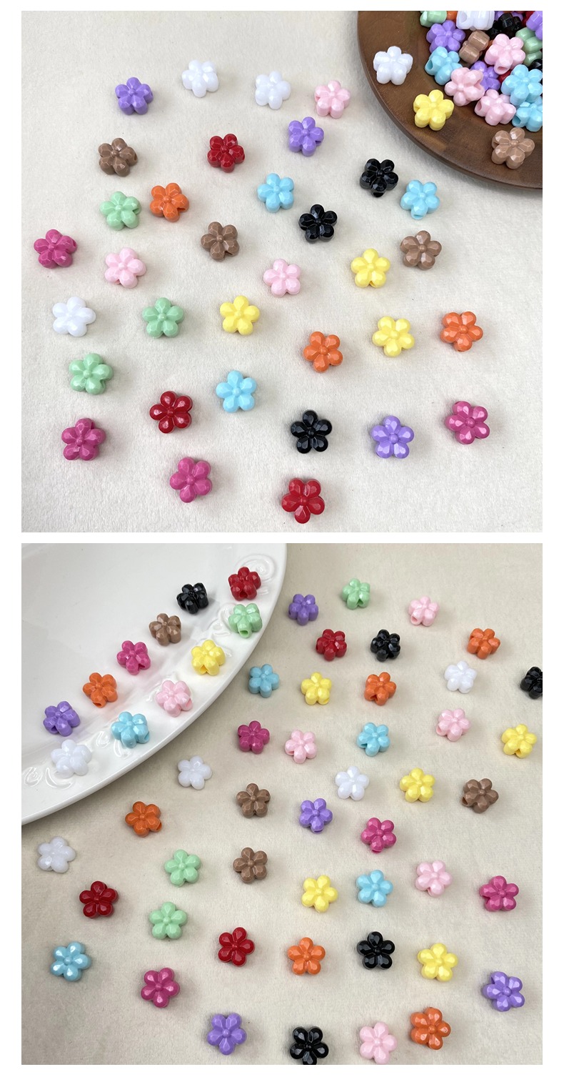 Acrylic solid color large-hole five-petal flower diy/ beaded mobile phone chain keychain accessory material bulk beads wholesale pic 5