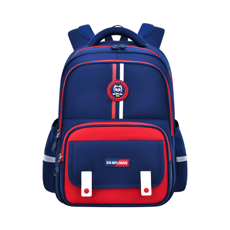 2026 Fashionable and simple two-color children's casual backpack, waterproof and wear-resistant, large capacity, large-tailed cat back protection and burden reduction for primary school students from grades 1 to 6