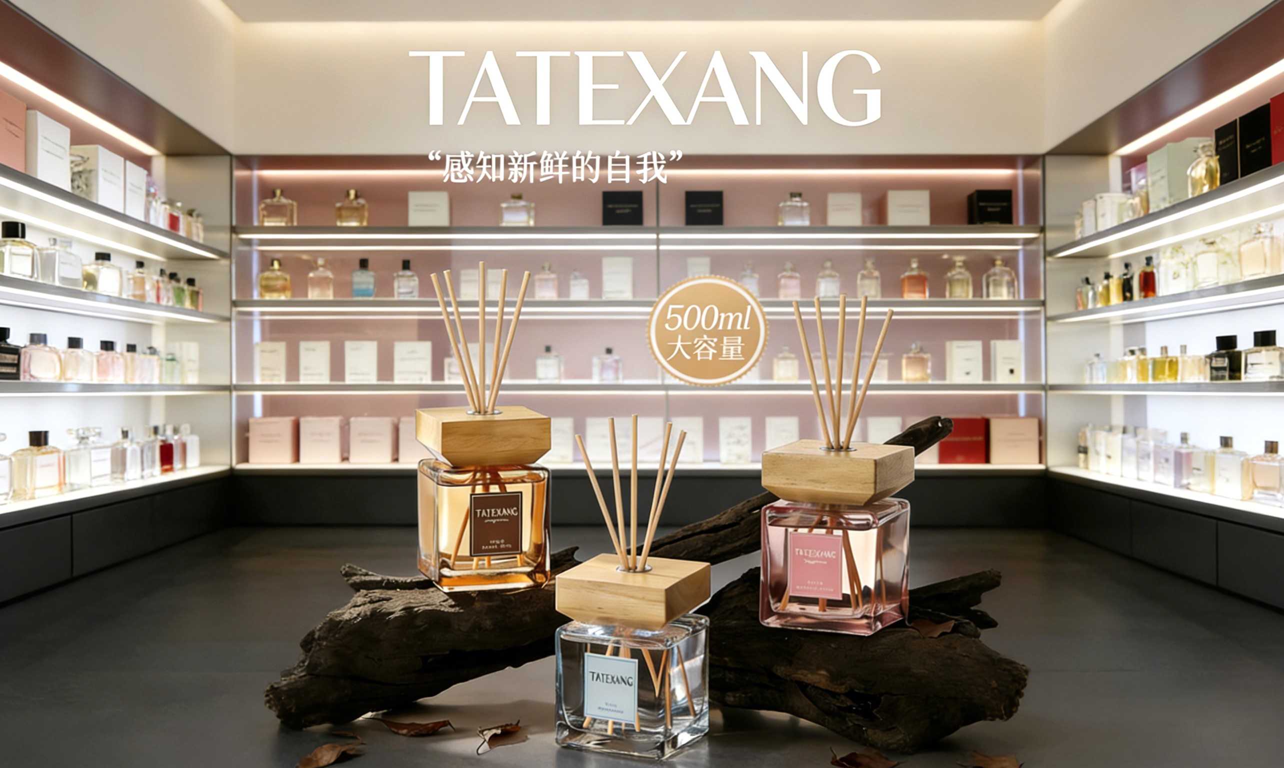 TATEXANG500ML large-capacity wood-lid flameless aroma diffuser, long-lasting air freshener for hotel living rooms and home interiors pic 5