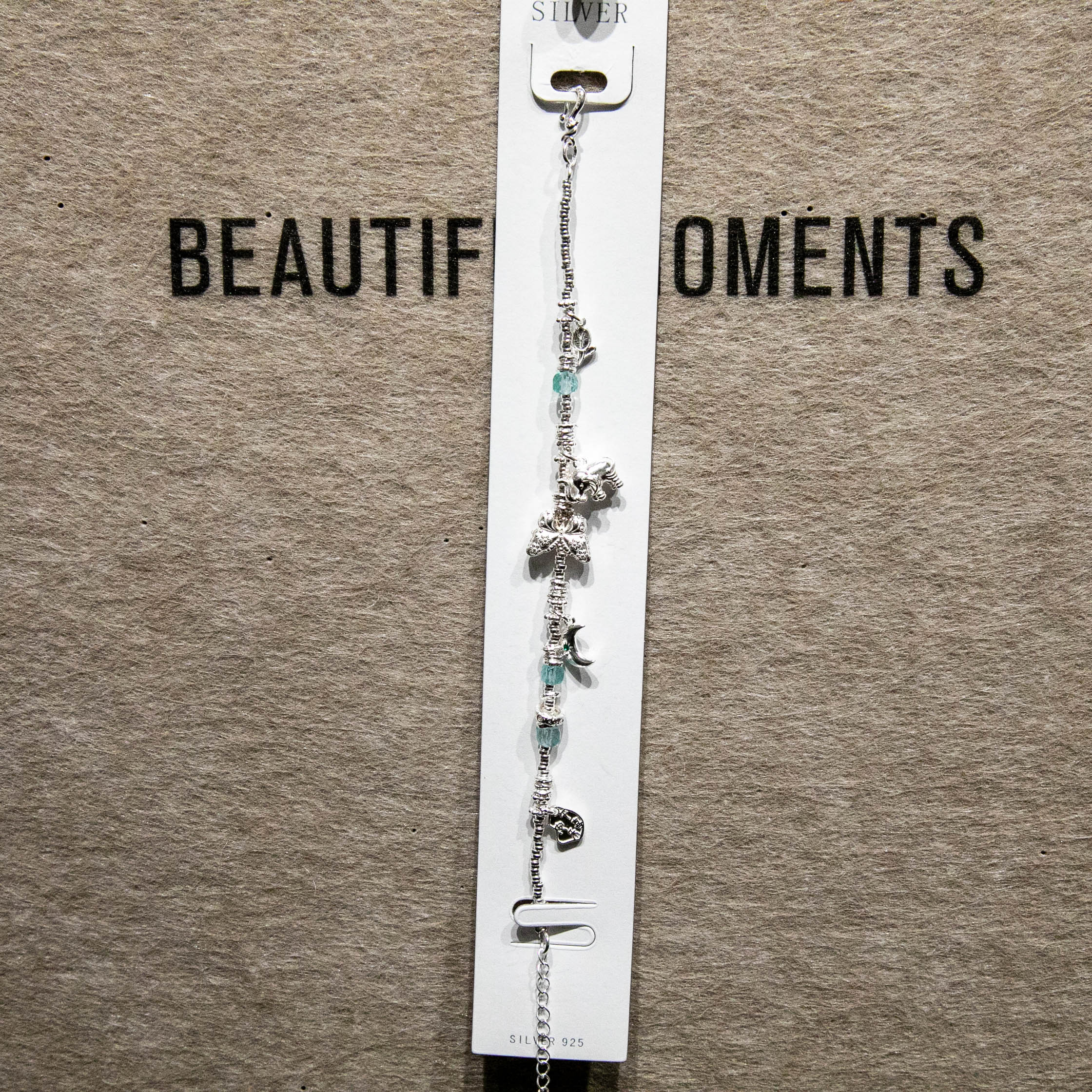 S925 Butterfly Moon Illusion · Dynamic Little Elephant Heart Star Wish Blue Jade Beaded 925 Silver Bracelet details Picture