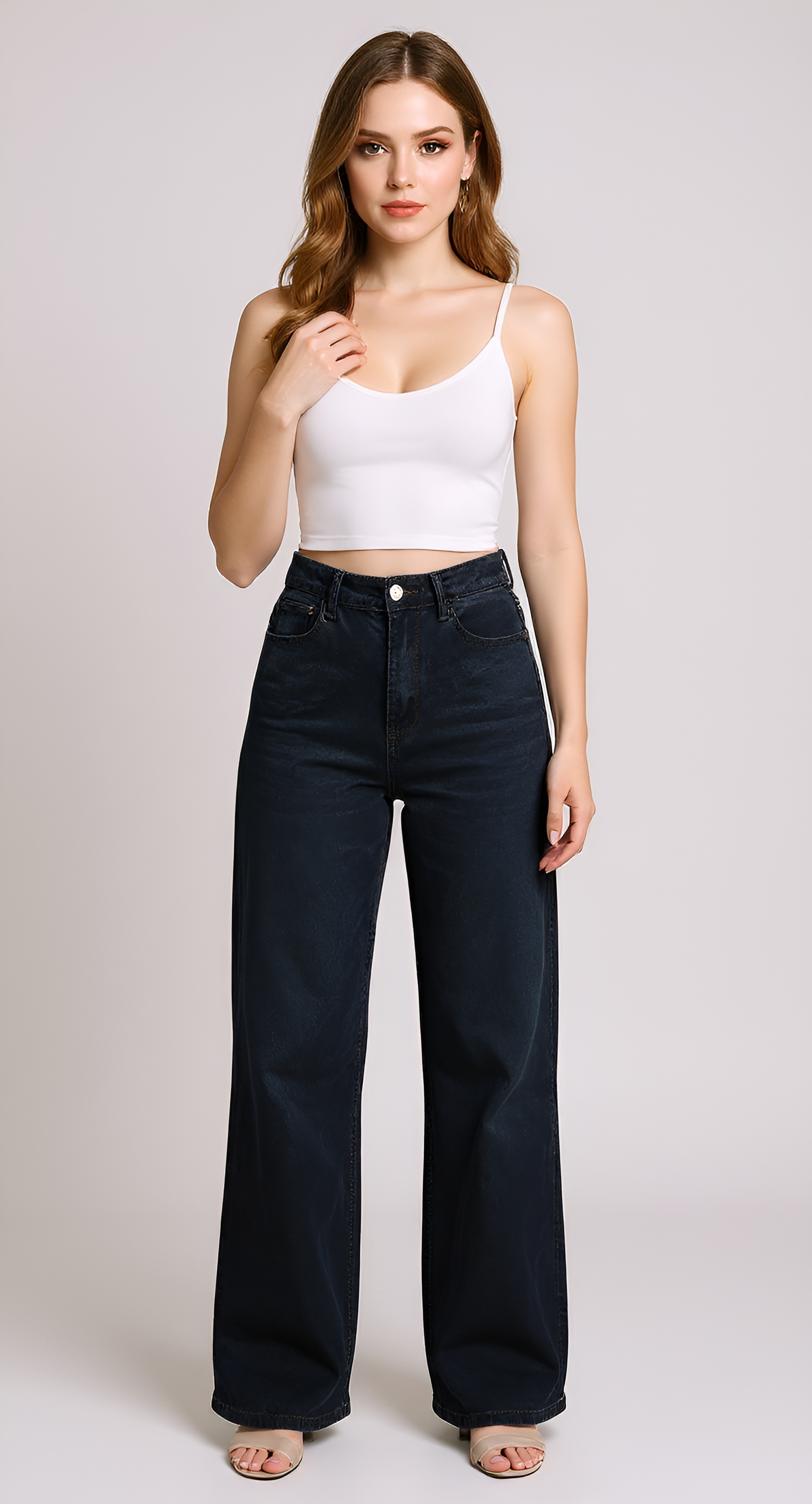 Nueva mujer de una sola pieza piernas largas vaqueros de moda versátil denim mujer cómodo y transpirable denim Specification image