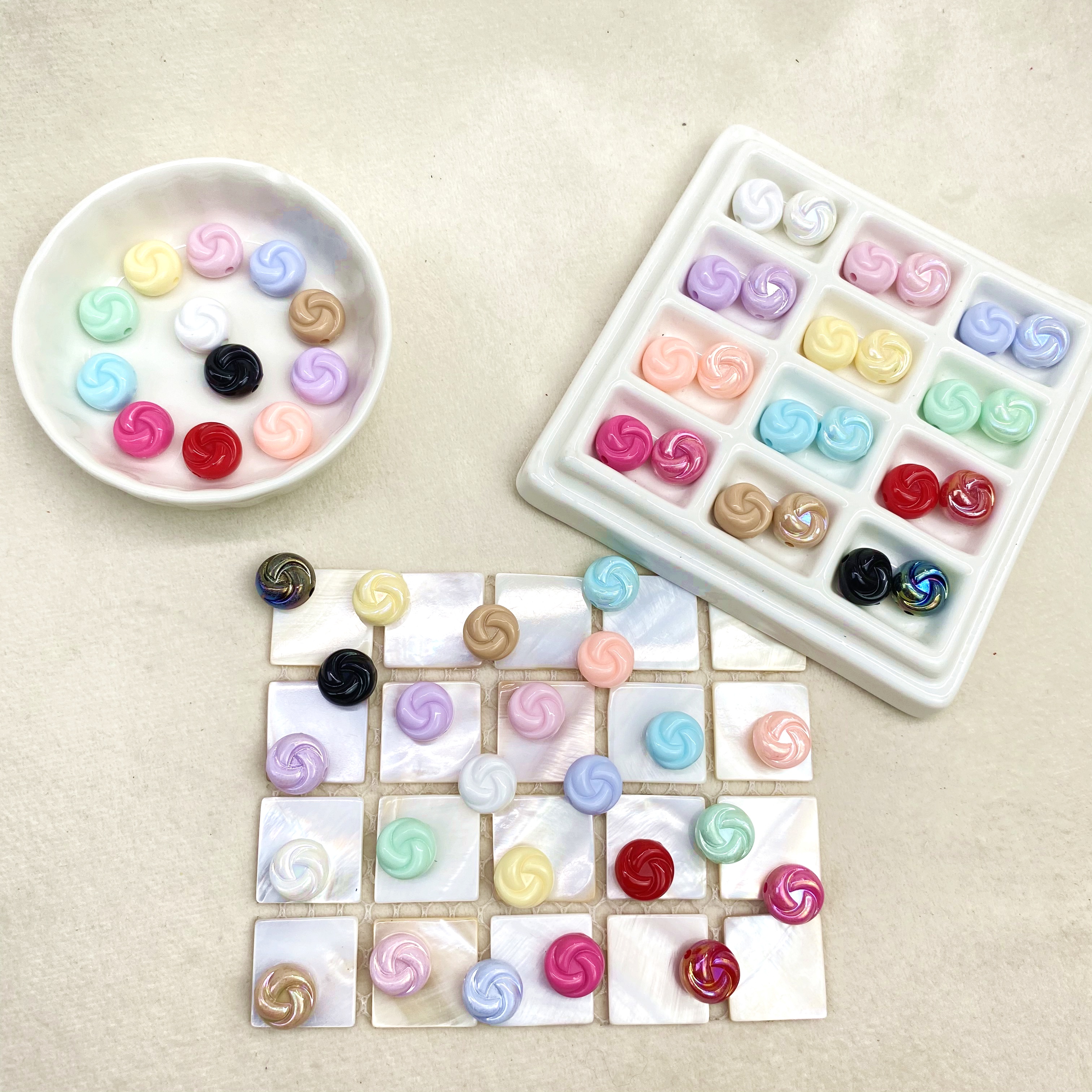 Acrylic solid color ab color-coated 11mm small quqi diy/ straight hole scattered beads mobile phone chain accessory material