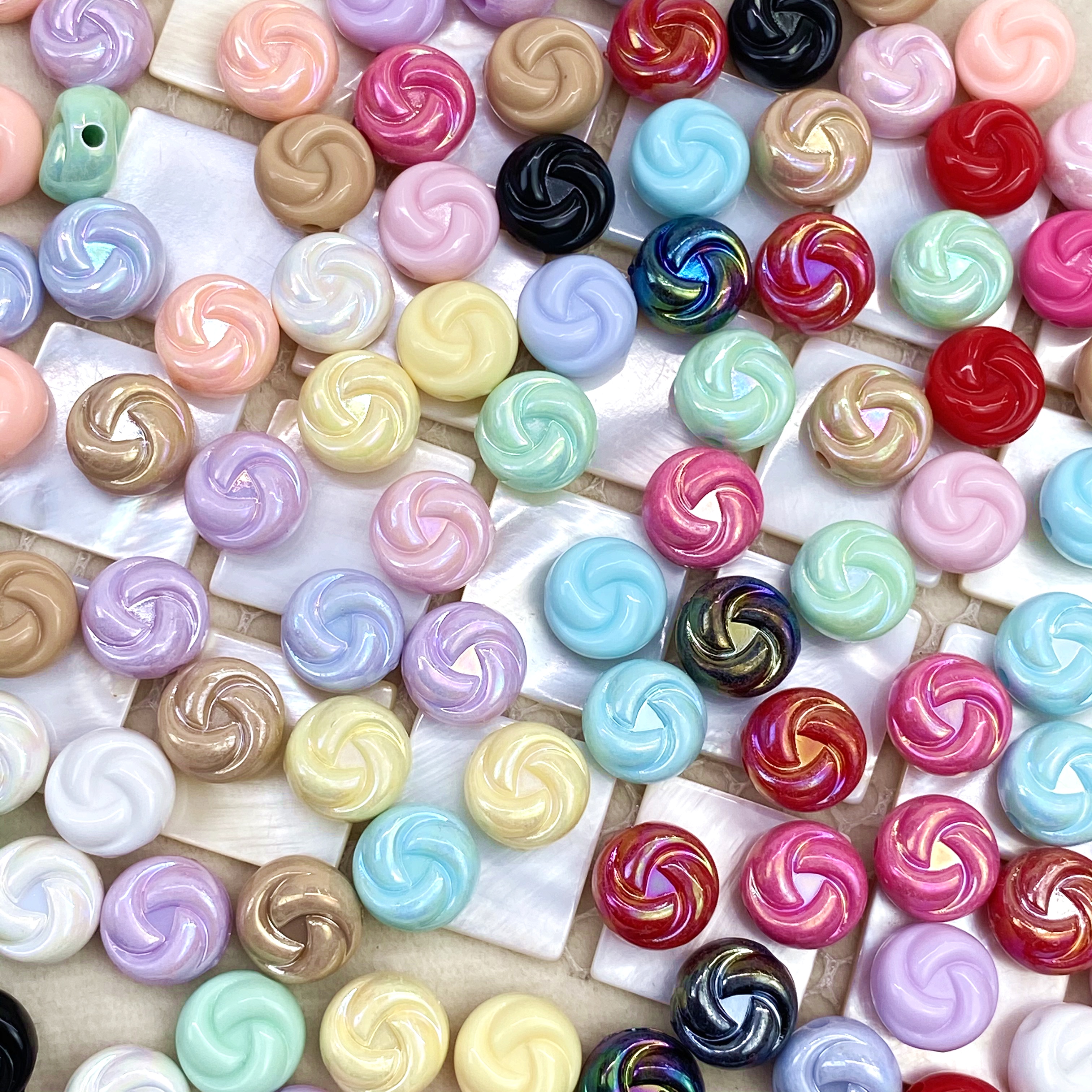 Acrylic solid color ab color-coated 11mm small quqi diy/ straight hole scattered beads mobile phone chain accessory material Specification image
