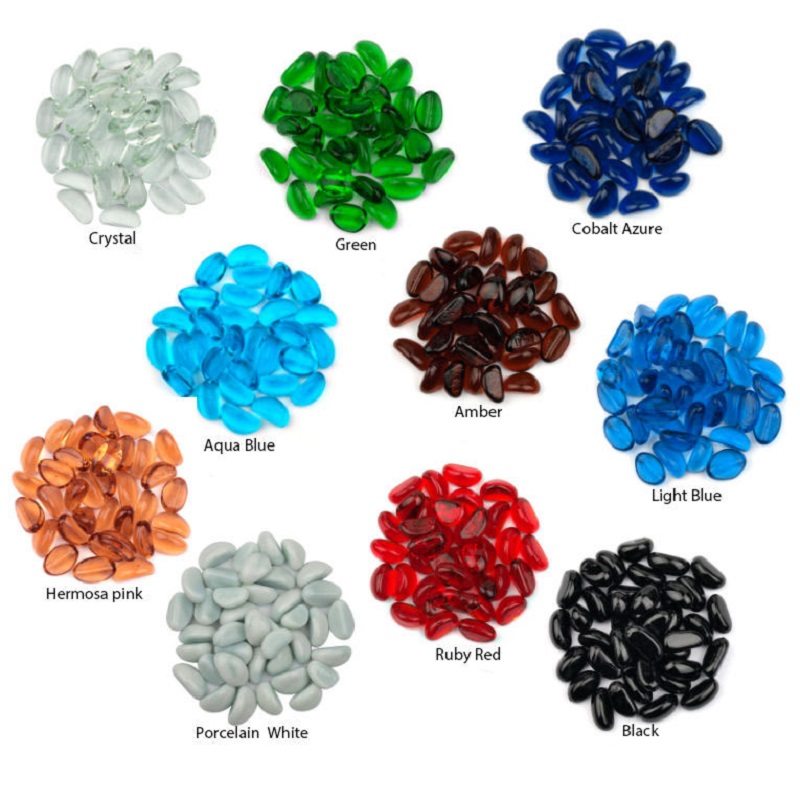 彩色玻璃石彩色透明玻璃腰果黑瓷奶油白腰果石头工厂直销批发零售
