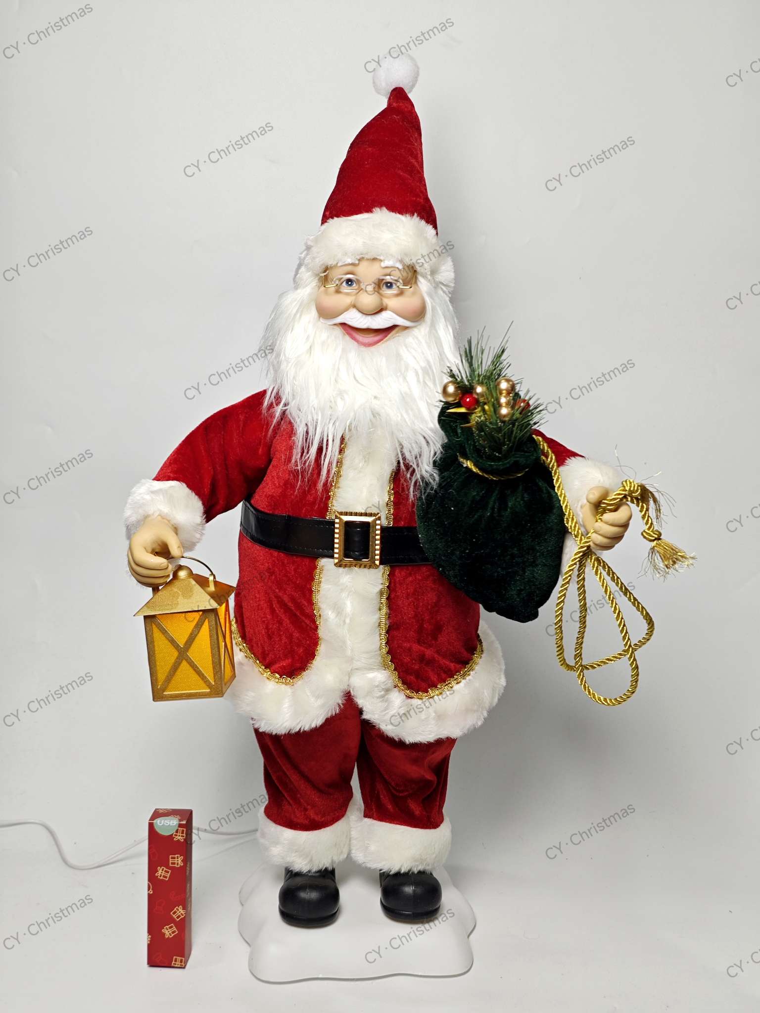 CY·Christmas 24英寸（60cm）电动圣诞老人圣诞8首音乐带灯高端圣诞摆件圣诞用品.