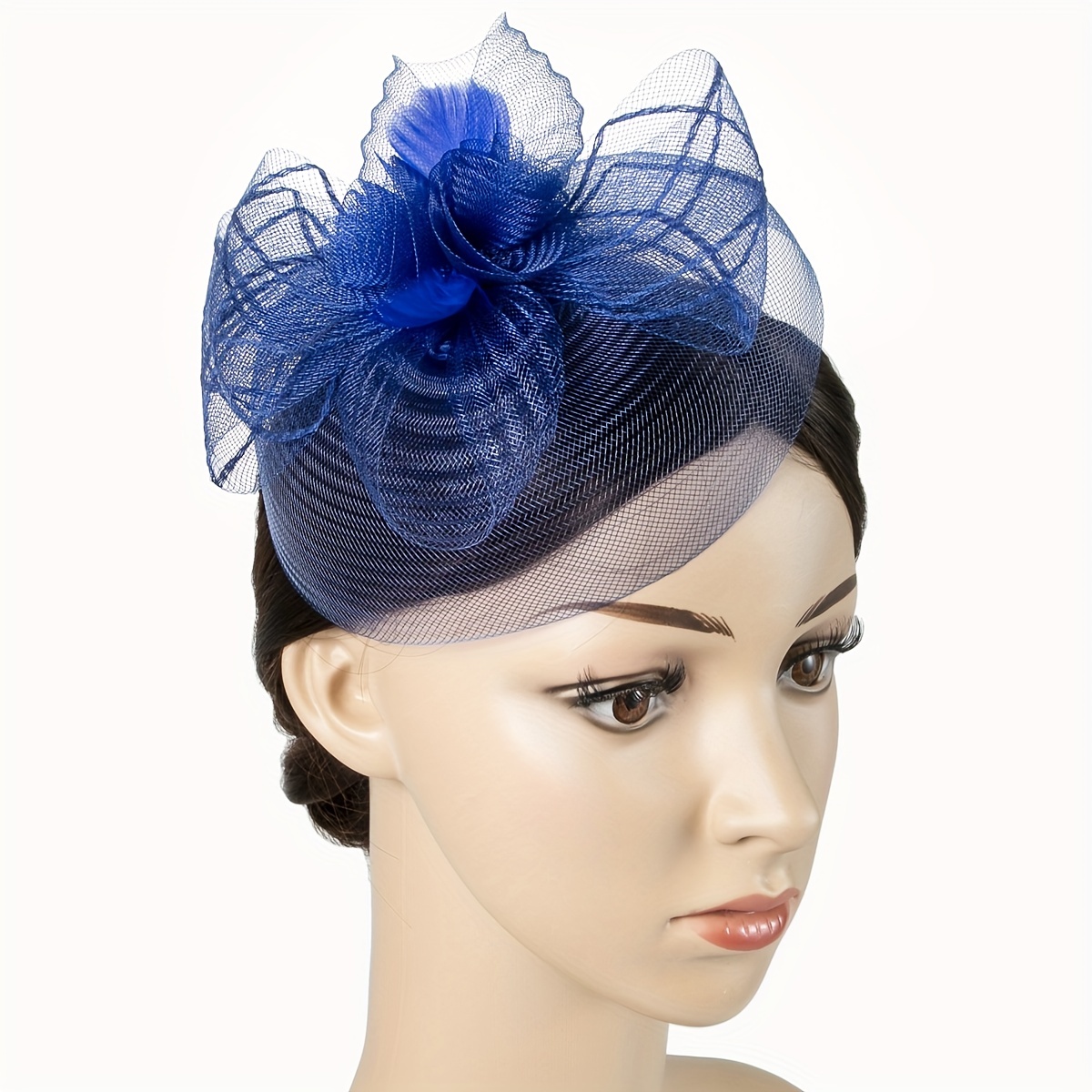 1 piece of charming feather veil hair accessory for ladies, Halloween and Christmas party horse racing hat, wedding hat, Derby cap strap clip Application Scenario