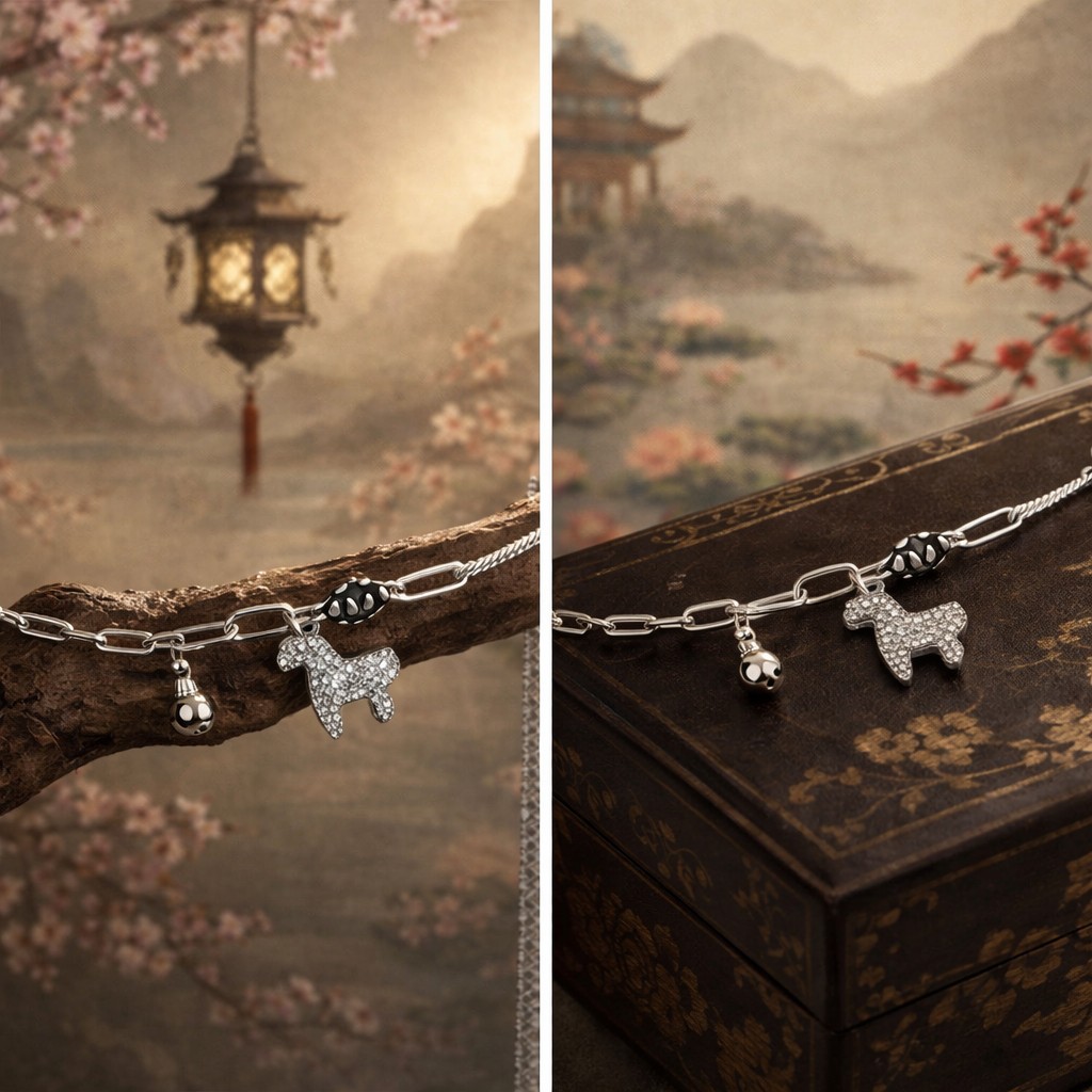S925 Xingling Linglu · Light Luxury Shouyuan Liuguang Dynamic Deer Bell Adjustable Silver Bracelet Item Picture