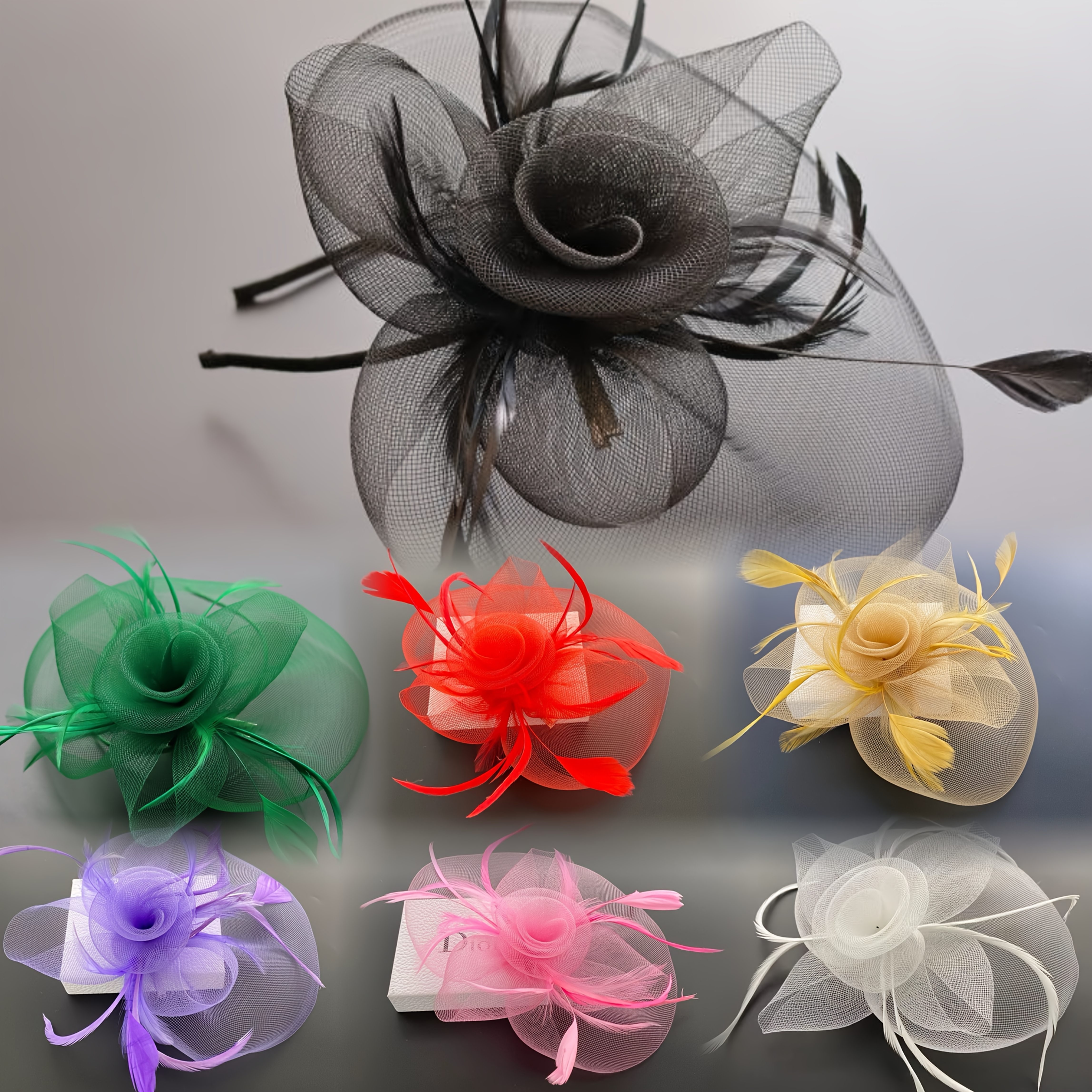 1 Lady's veil, mesh flower headpiece, tea party, birthday, Christmas, Christmas gift, bouquet, horse racing hat, wedding hat, Derby hat, church hat, strap, clip and headband, dual-purpose