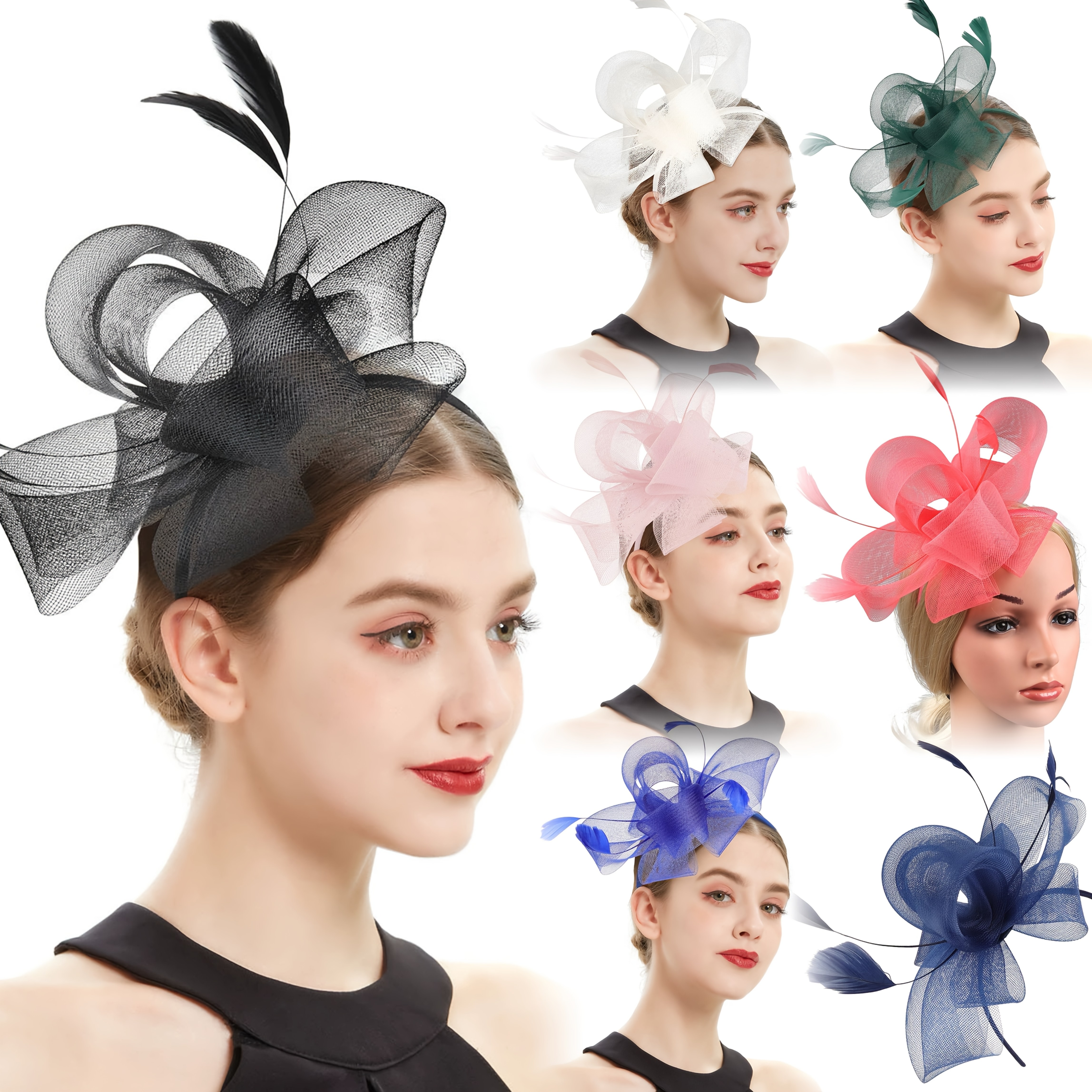 1 piece of women's flower feather mesh headband Wedding horse racing Festival Halloween Christmas distribution headband