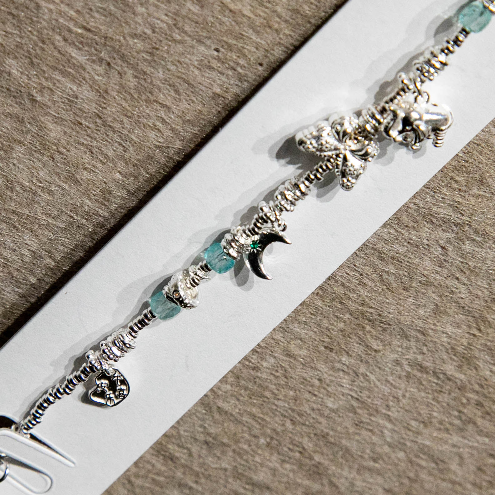 S925 Butterfly Moon Illusion · Dynamic Little Elephant Heart Star Wish Blue Jade Beaded 925 Silver Bracelet Item Picture