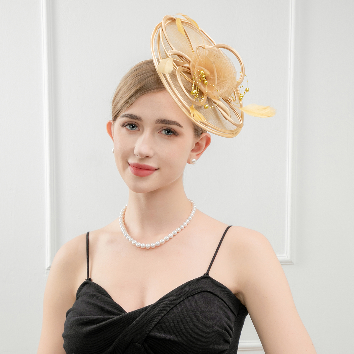 1 piece vintage tulle veil top hat Derby hat, suitable for afternoon tea, Jockey Club, wedding church, Halloween with headbands and clips Specification image