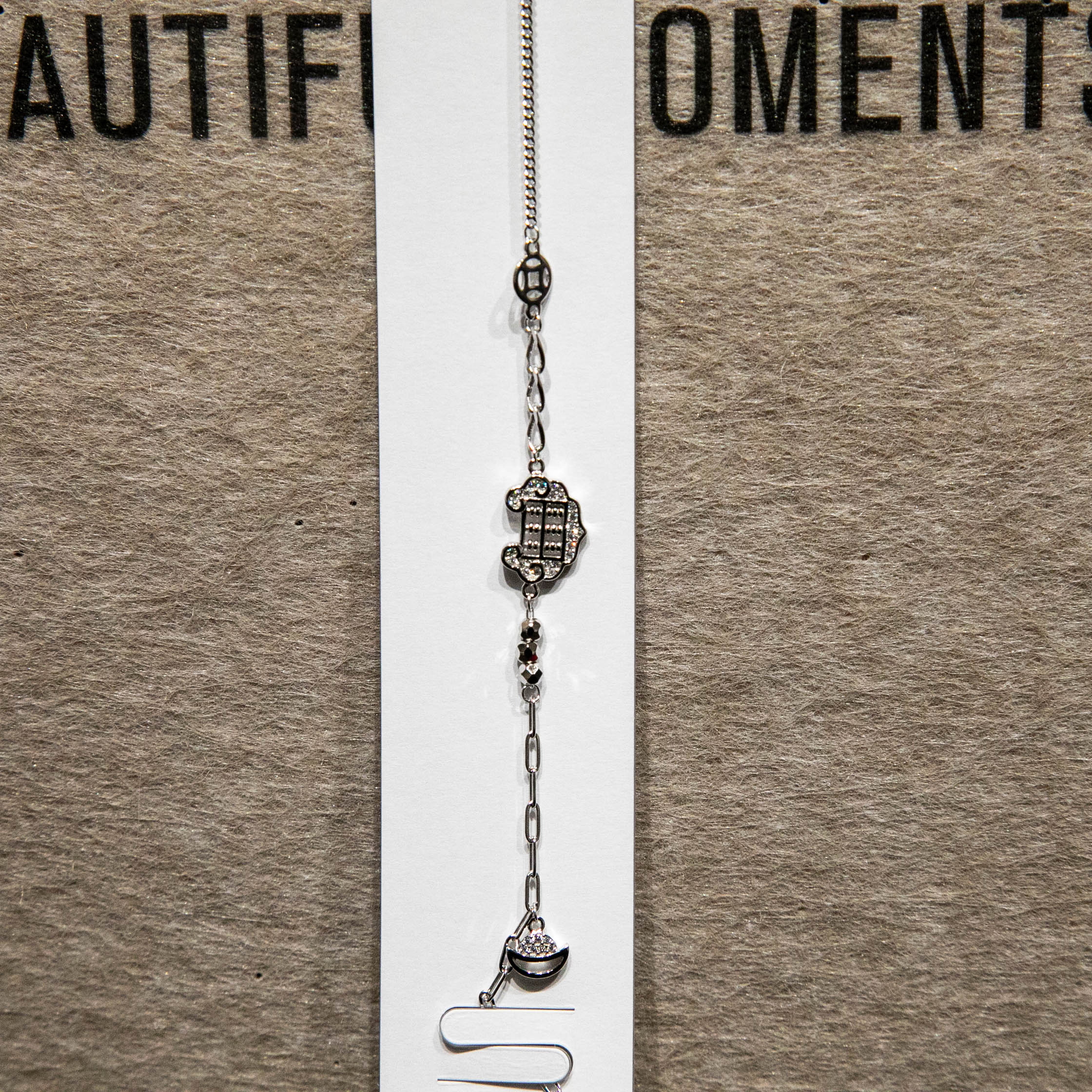 S925 Plain Silver Moonlight Imperial Pattern · Light Luxury Retro Court Crescent Moon Flowing Light Diamond-Encrusted Fine Chain Bracelet Specification image