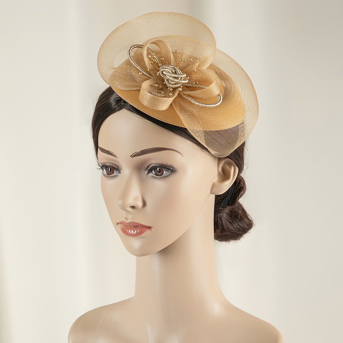 1 piece of lady's charming veil hair accessory, top hat, racehorse hat, Derby hat, wedding top hat, church hat, Christmas party, birthday party, party headwear, top hat with clips