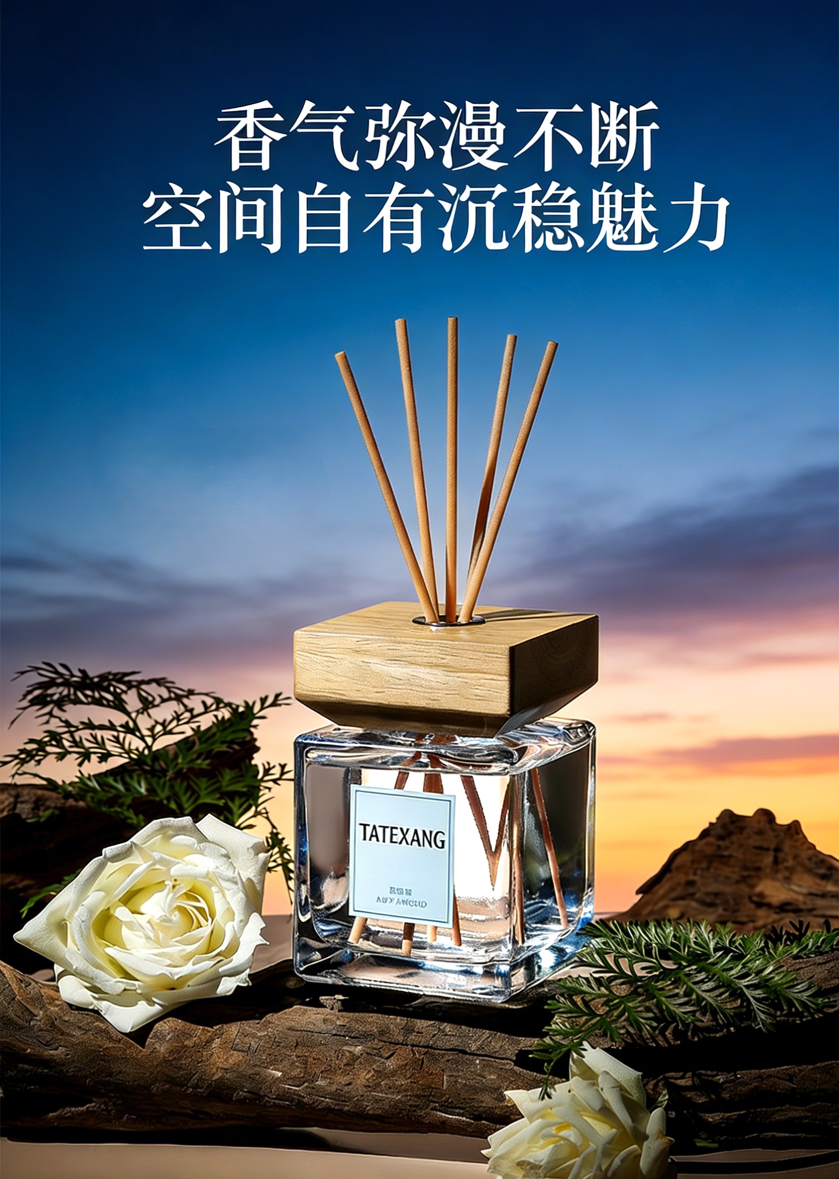 TATEXANG500ML large-capacity wood-lid flameless aroma diffuser, long-lasting air freshener for hotel living rooms and home interiors details Picture