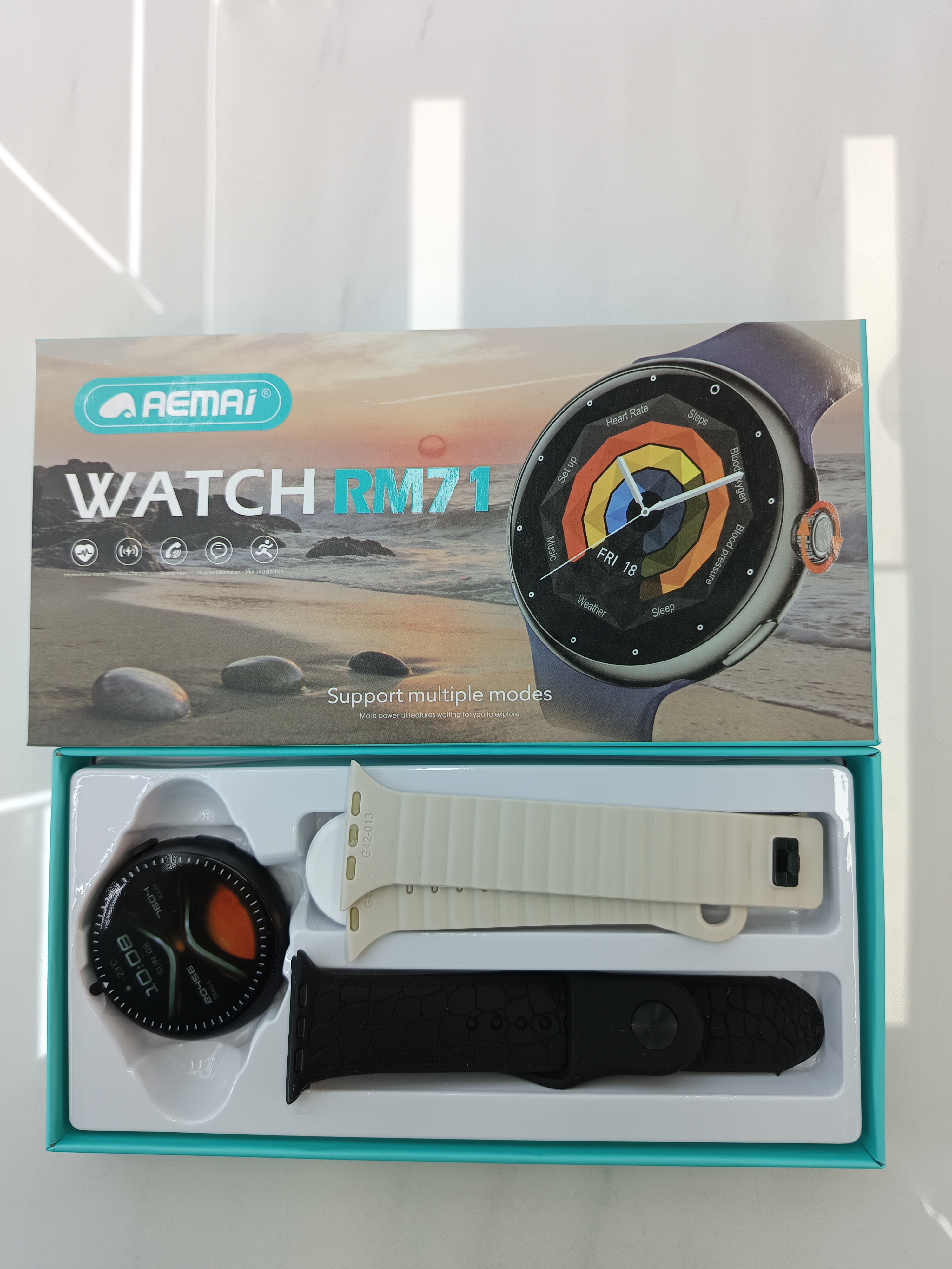 AEMAI RM71 Smart sports disc Watch for making and receiving calls, heart rate and blood pressure detection, sports silicone dual strap