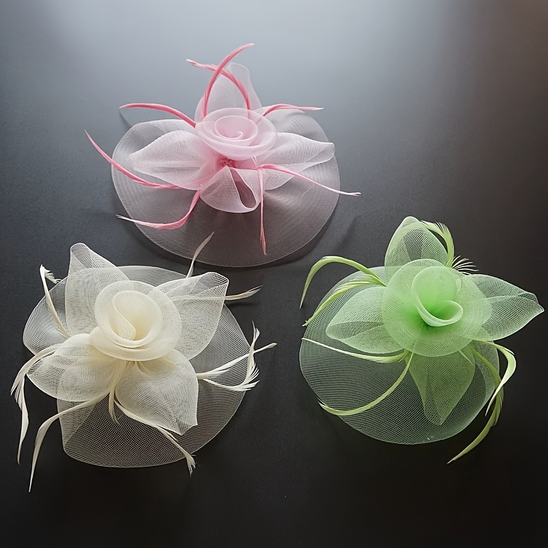1 Lady's veil, mesh flower headpiece, tea party, birthday, Christmas, Christmas gift, bouquet, horse racing hat, wedding hat, Derby hat, church hat, strap, clip and headband, dual-purpose Specification image