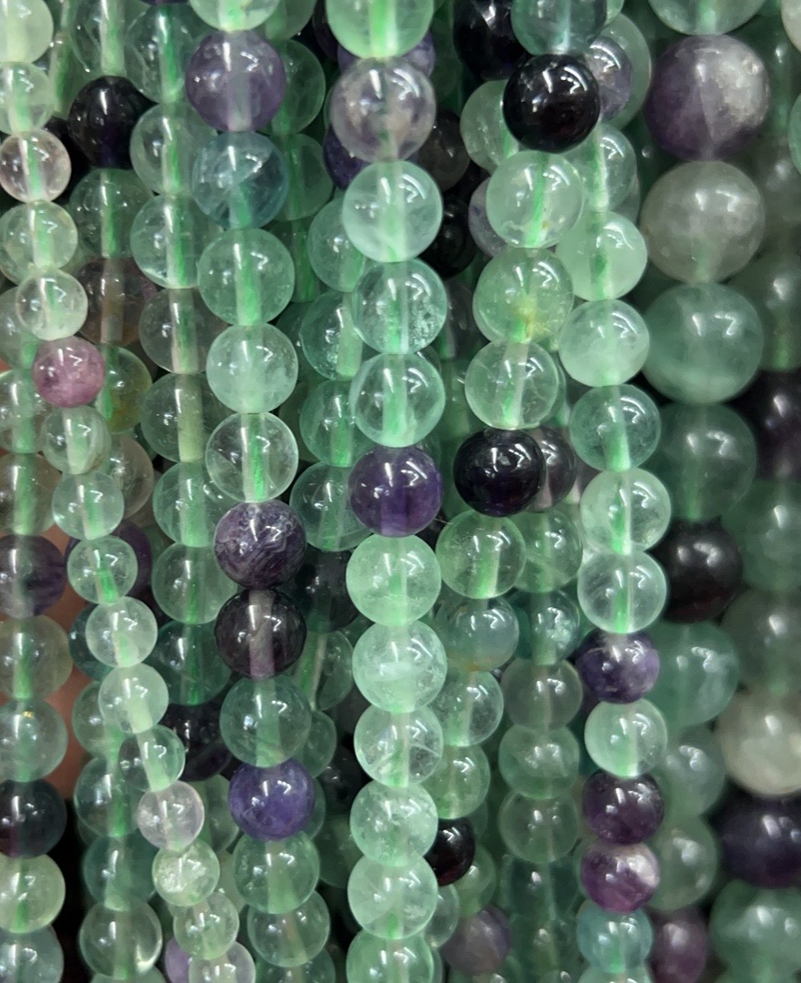 天然彩萤石散珠 4、6、8、10mm圆珠半成品串珠 手工DIY饰品配件厂家批发
白底实物图