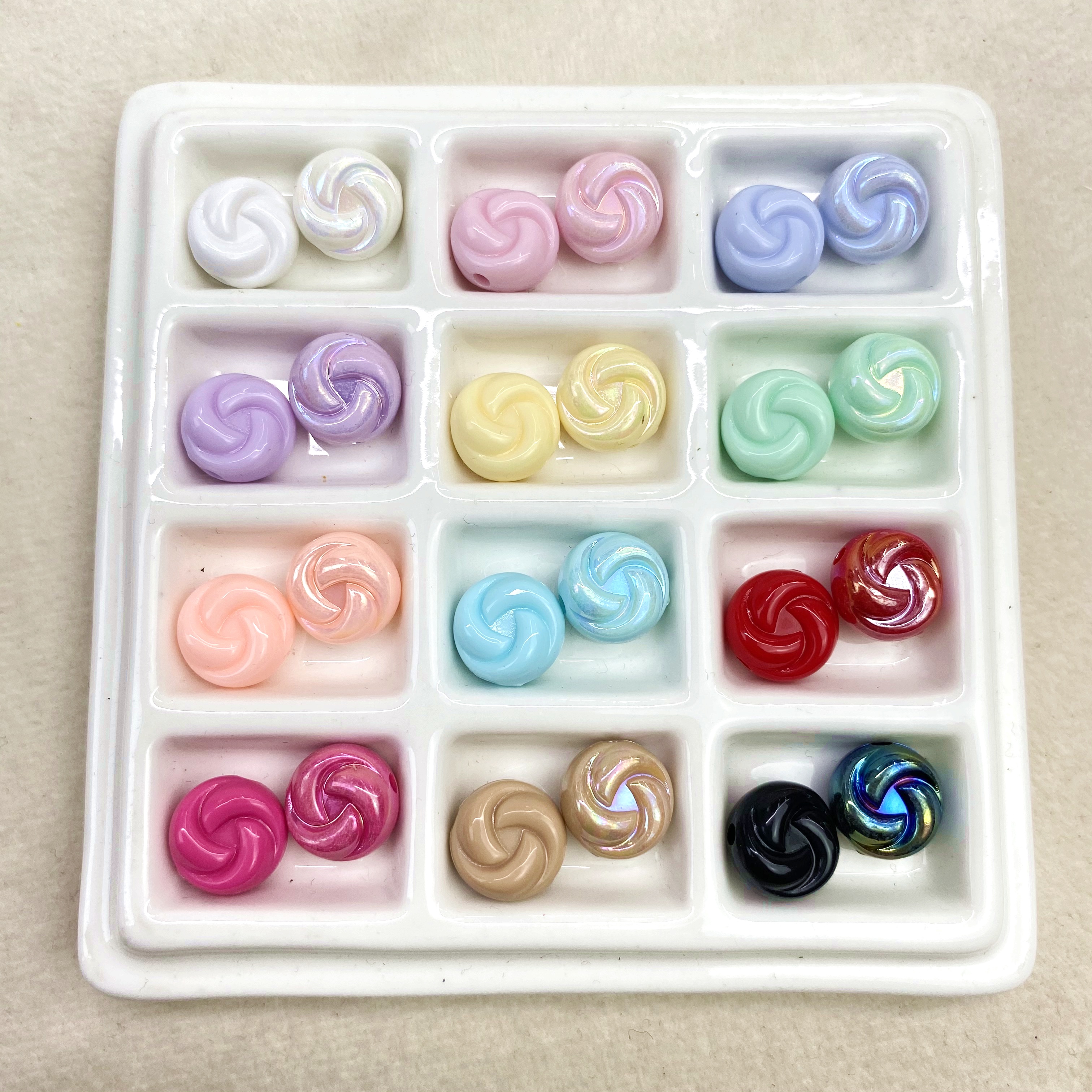 Acrylic solid color ab color-coated 11mm small quqi diy/ straight hole scattered beads mobile phone chain accessory material Item Picture