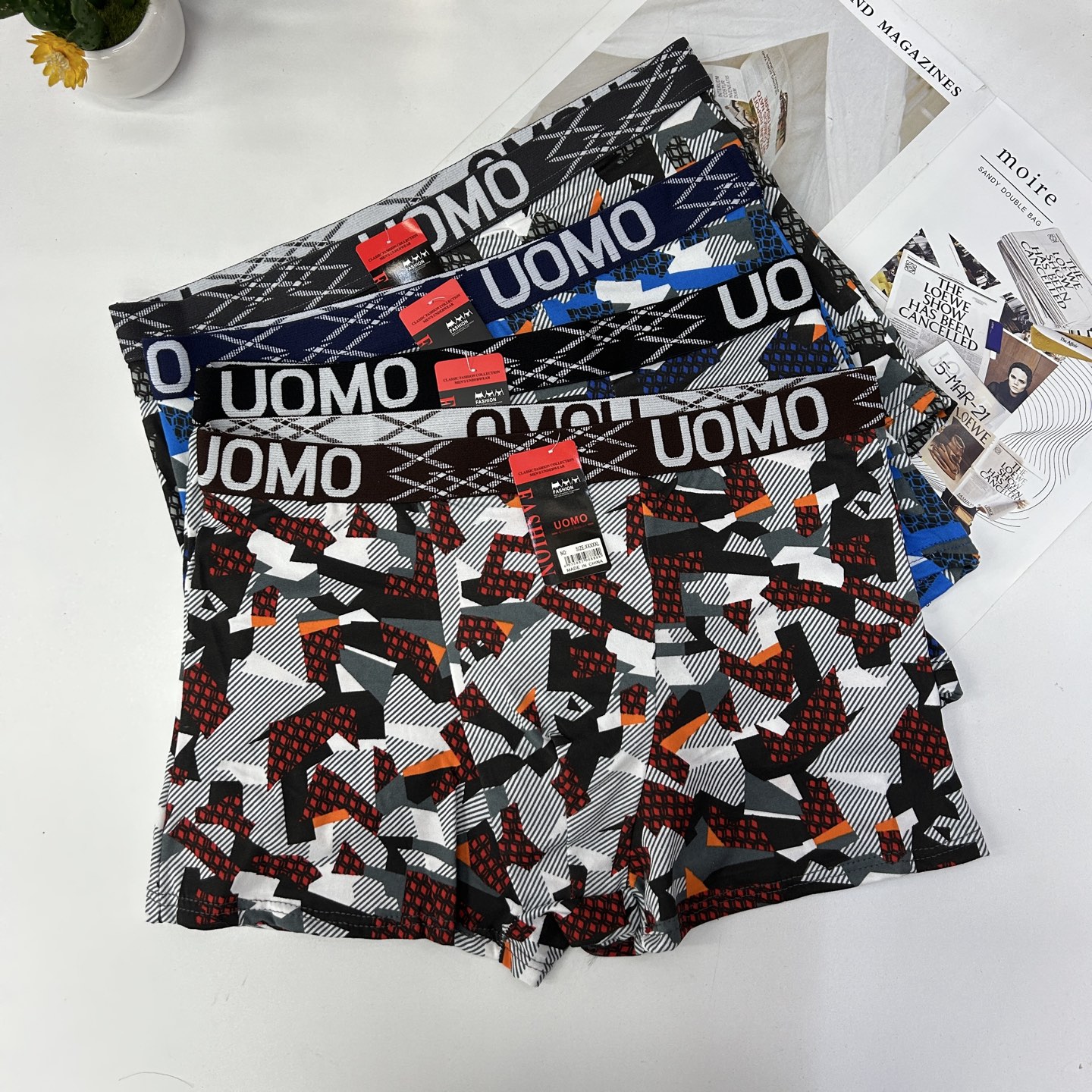DD-332-2# men's underwear for export to the Middle East and Africa. Printed and color-matched men's underwear with black background and letters, no inner edge, QNI Specification drawing