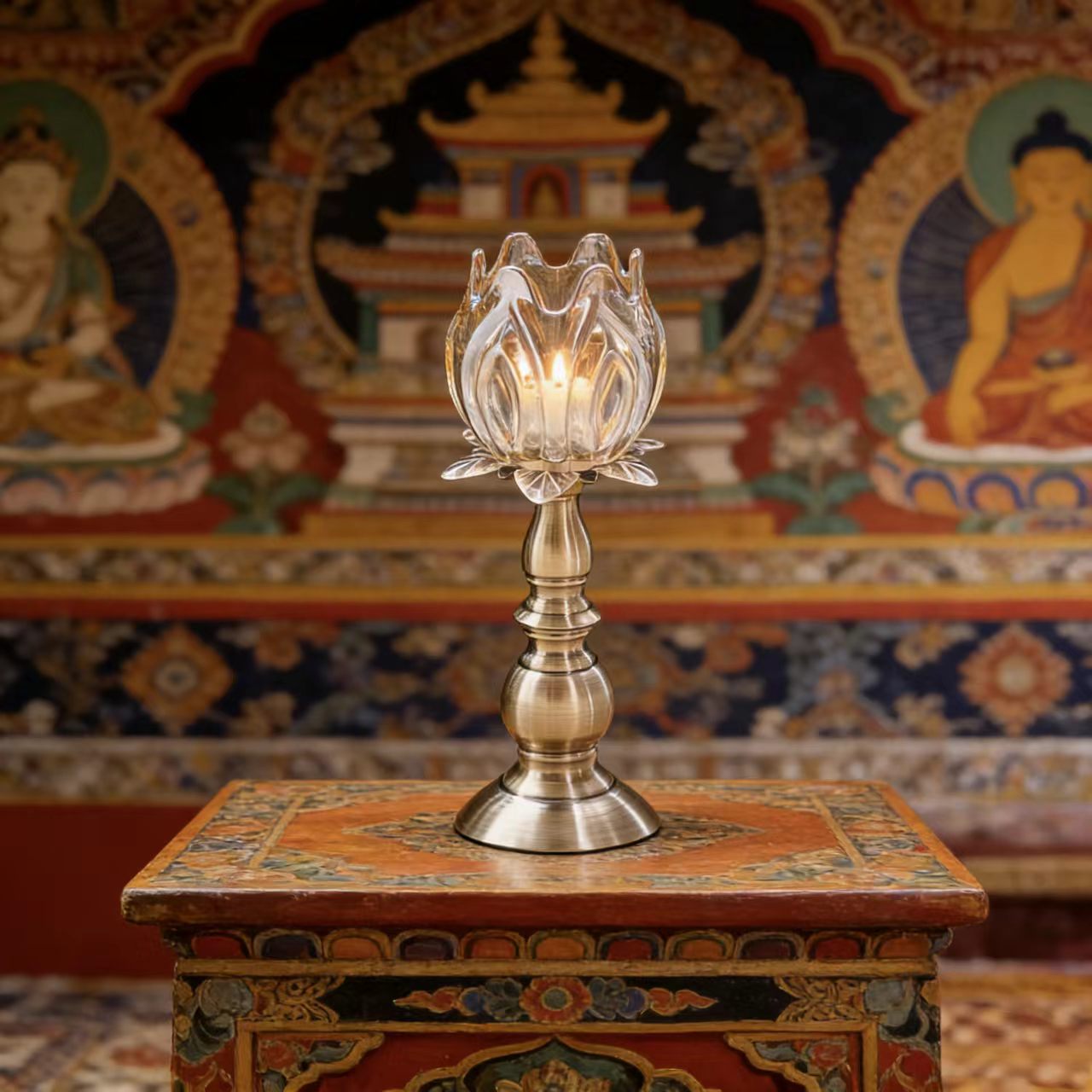 新中式金属玻璃烛台摆件现代客厅样板间玄关办公室酒店酒店装饰