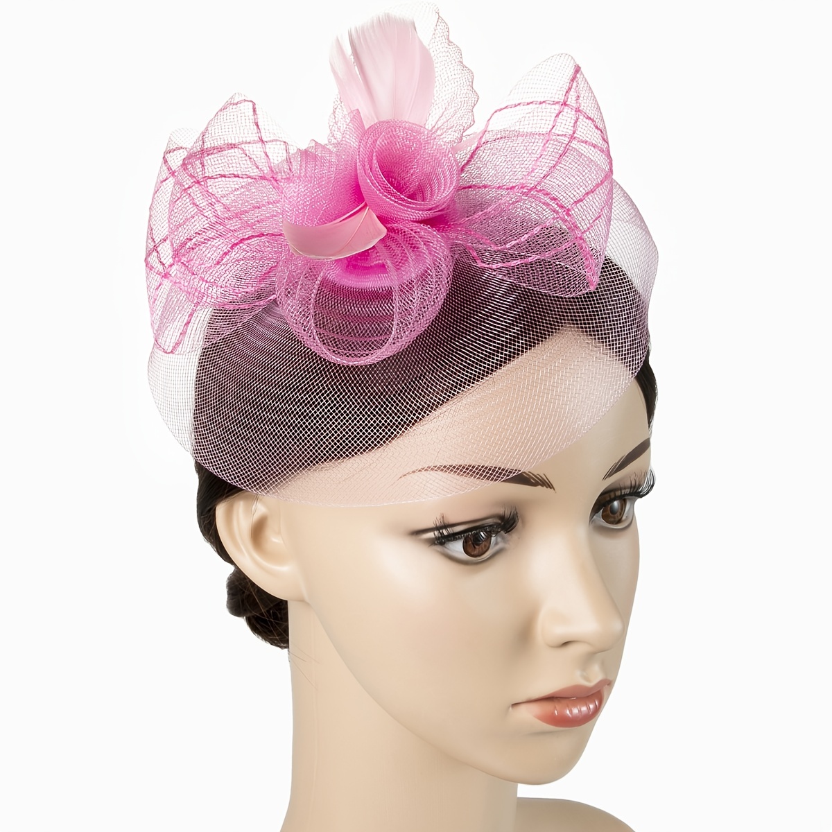 1 piece of charming feather veil hair accessory for ladies, Halloween and Christmas party horse racing hat, wedding hat, Derby cap strap clip details Picture