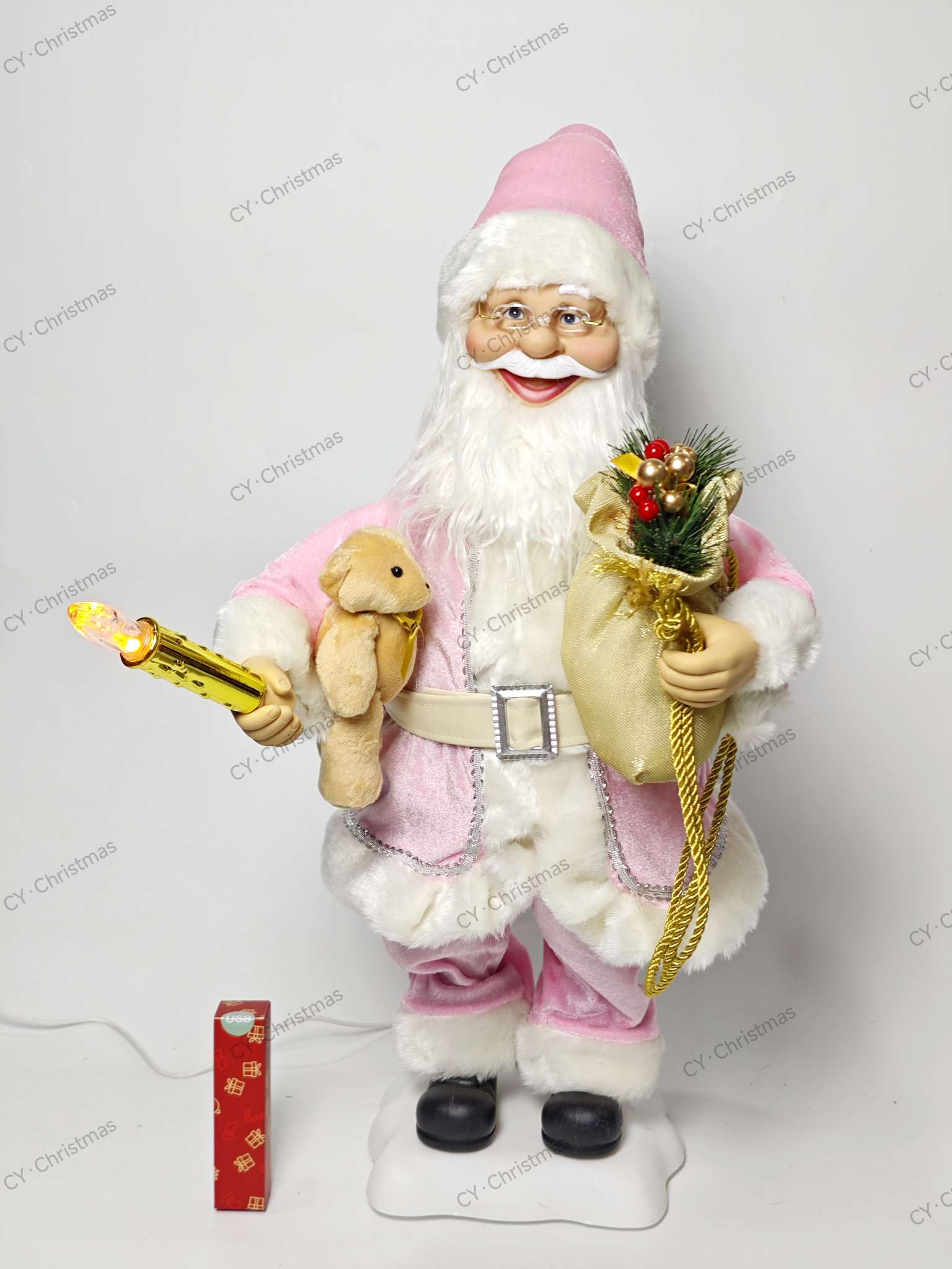 CY·Christmas 24英寸（60cm）电动圣诞老人 圣诞8首音乐 带灯高端圣诞摆件圣诞用品