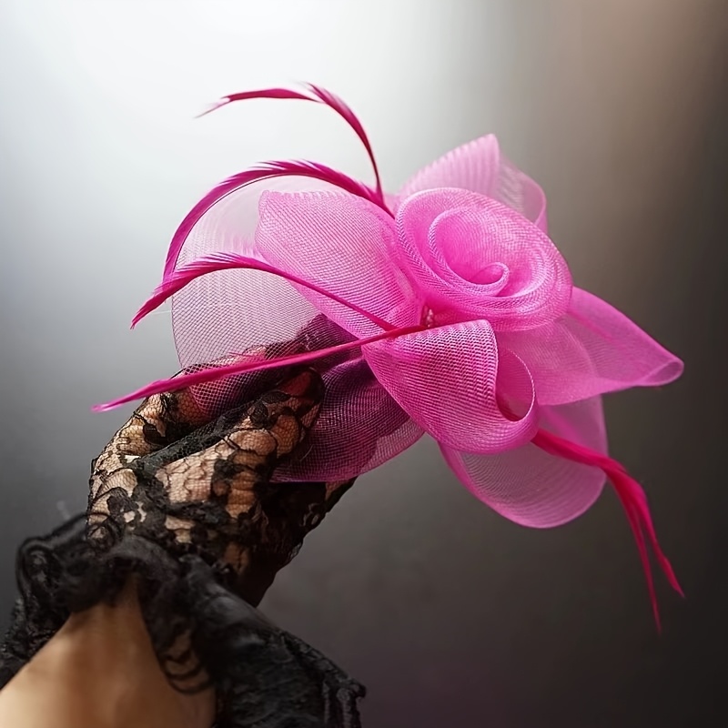 1 Lady's veil, mesh flower headpiece, tea party, birthday, Christmas, Christmas gift, bouquet, horse racing hat, wedding hat, Derby hat, church hat, strap, clip and headband, dual-purpose Application Scenario