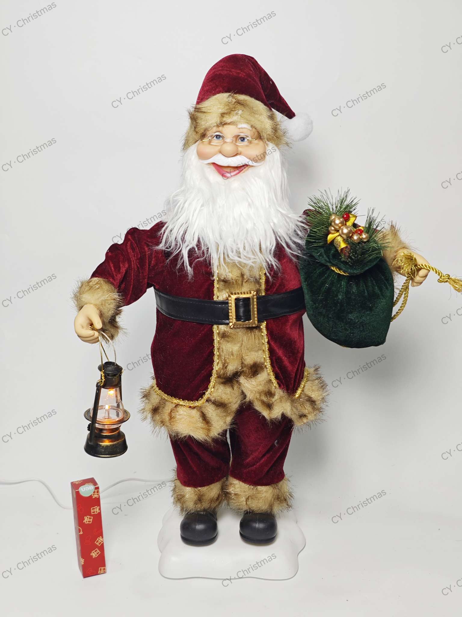 CY·Christmas 24英寸（60cm）电动圣诞老人圣诞8首音乐带灯高端圣诞摆件圣诞用品详情图1
