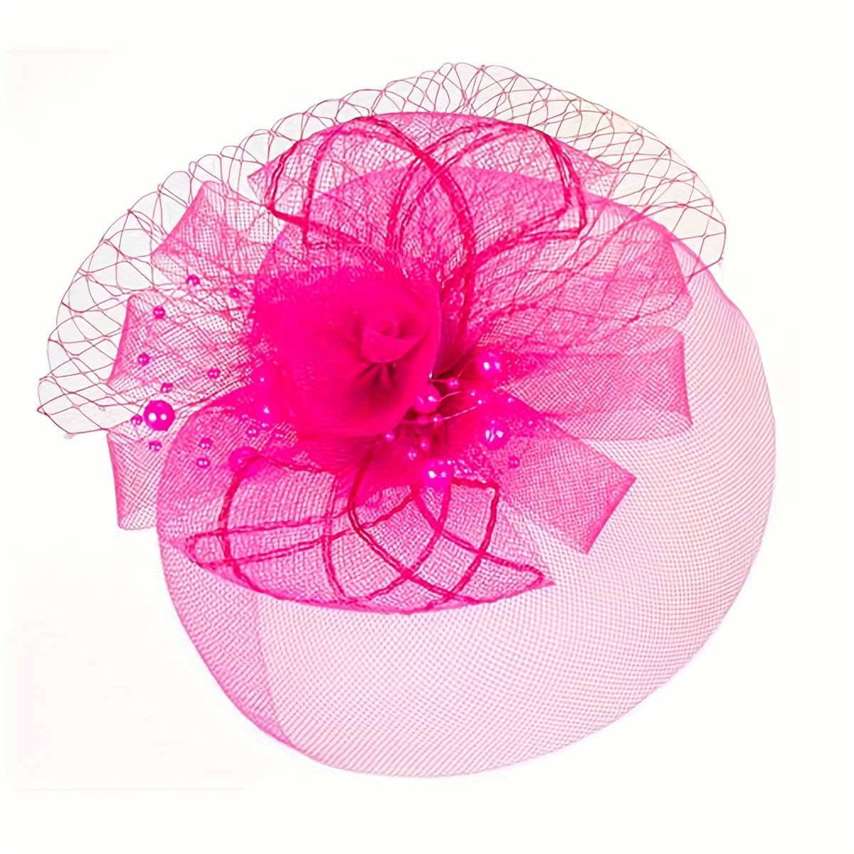 1 piece of lady's bow, gauze, face mask, top hat, festival, party, banquet, afternoon tea, horse racing festival, Derby hat, wedding headwear, handmade gauze hair accessory, horse racing club, birthday, wedding, hairband, clip for two uses Item Picture