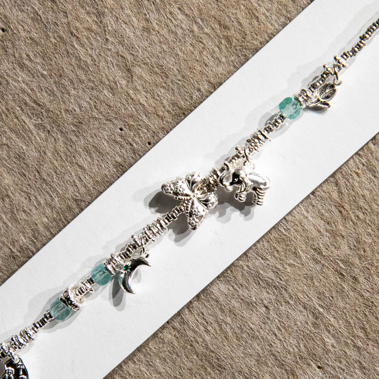 S925 Butterfly Moon Illusion · Dynamic Little Elephant Heart Star Wish Blue Jade Beaded 925 Silver Bracelet Specification image