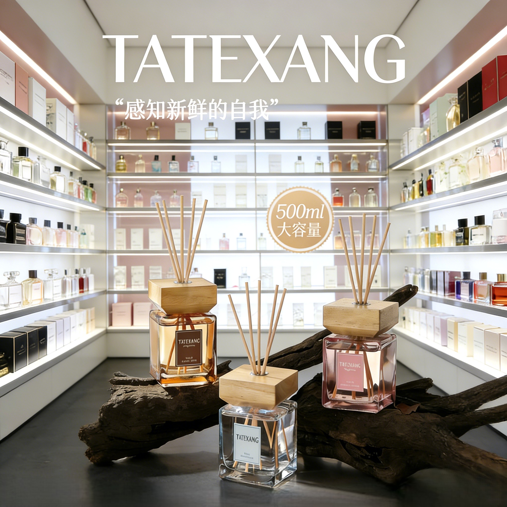 TATEXANG500ML large-capacity wood-lid flameless aroma diffuser, long-lasting air freshener for hotel living rooms and home interiors pic 3