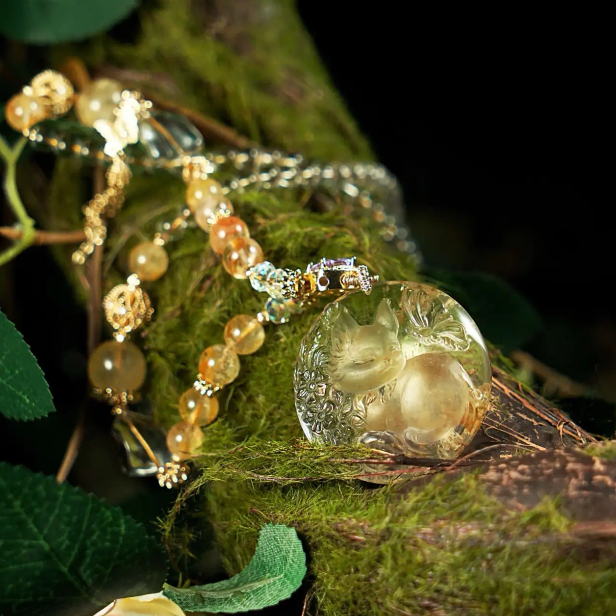 花幽灵狐牌吊坠