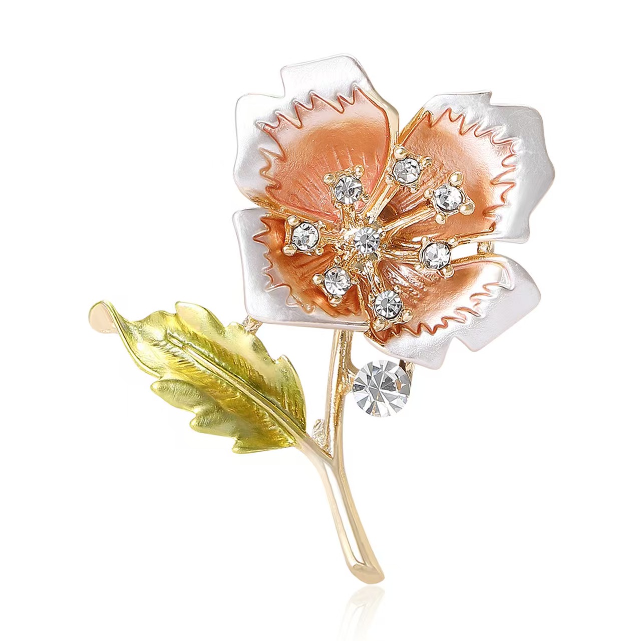 Personalized light luxury diamond-encrusted oil flower-patterned brooch for women, elegant flower-patterned brooch for clothing, and women's accessories in stock details Picture