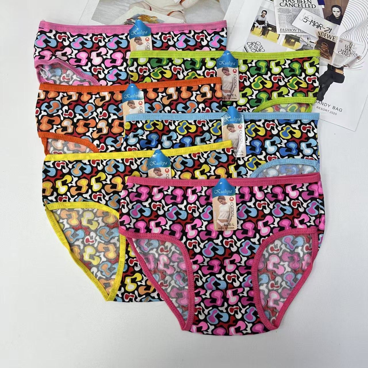 DD-8490# 26-head export underwear, women's underwear, milk silk-screen printed women's underwear, sexy colorful cartoon pattern Women's underwear, women's briefs, underwear, QNI Item Picture