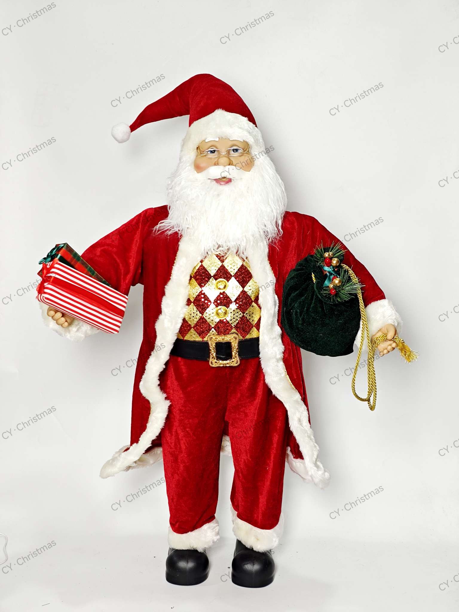 CY·Christmas 40英寸（1m）红色系站姿圣诞老人 圣诞摆件 圣诞用品