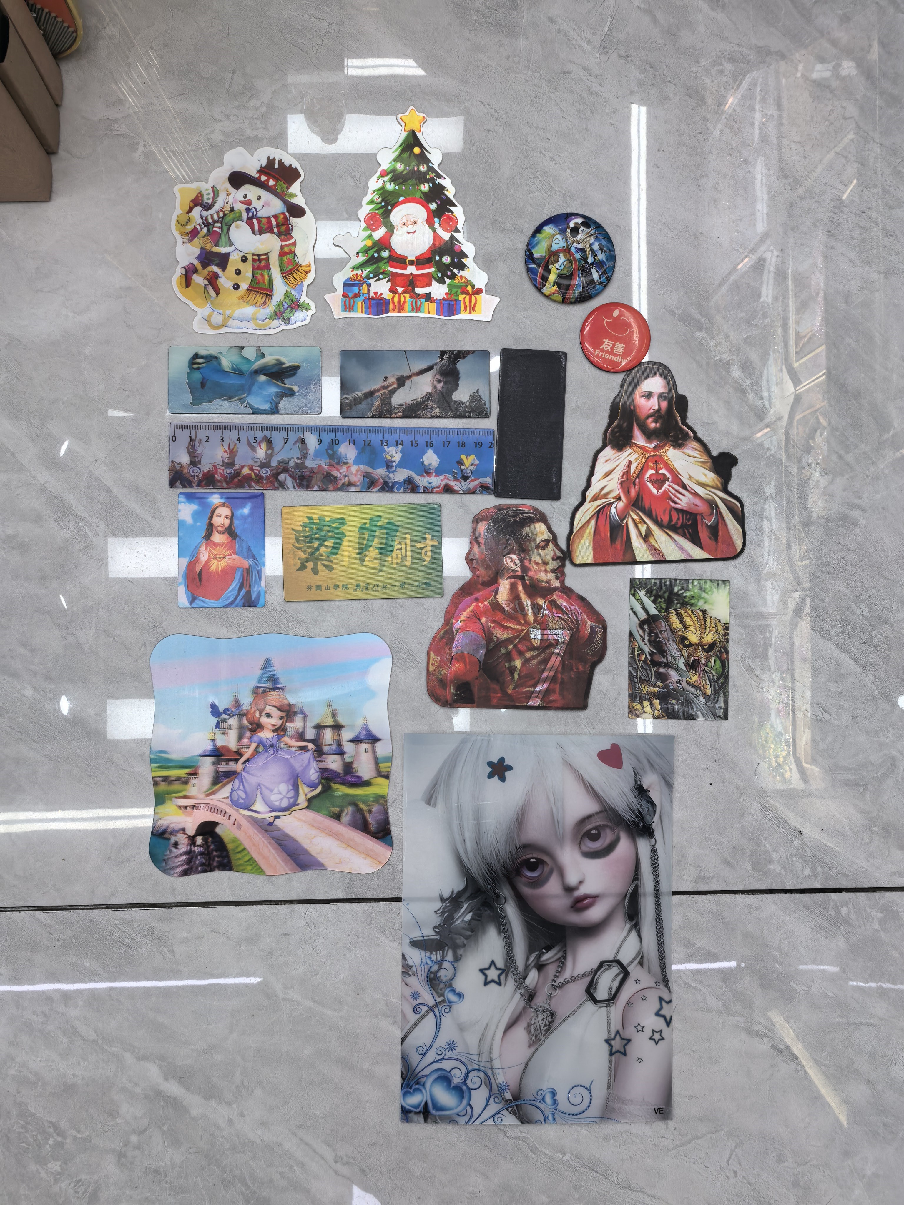 工厂直销生产定制光栅高清PET 3D 5D明信片，5D书签，5D冰箱贴 5D钥匙扣 5D汽车贴 5D胸针 5D三维立体画