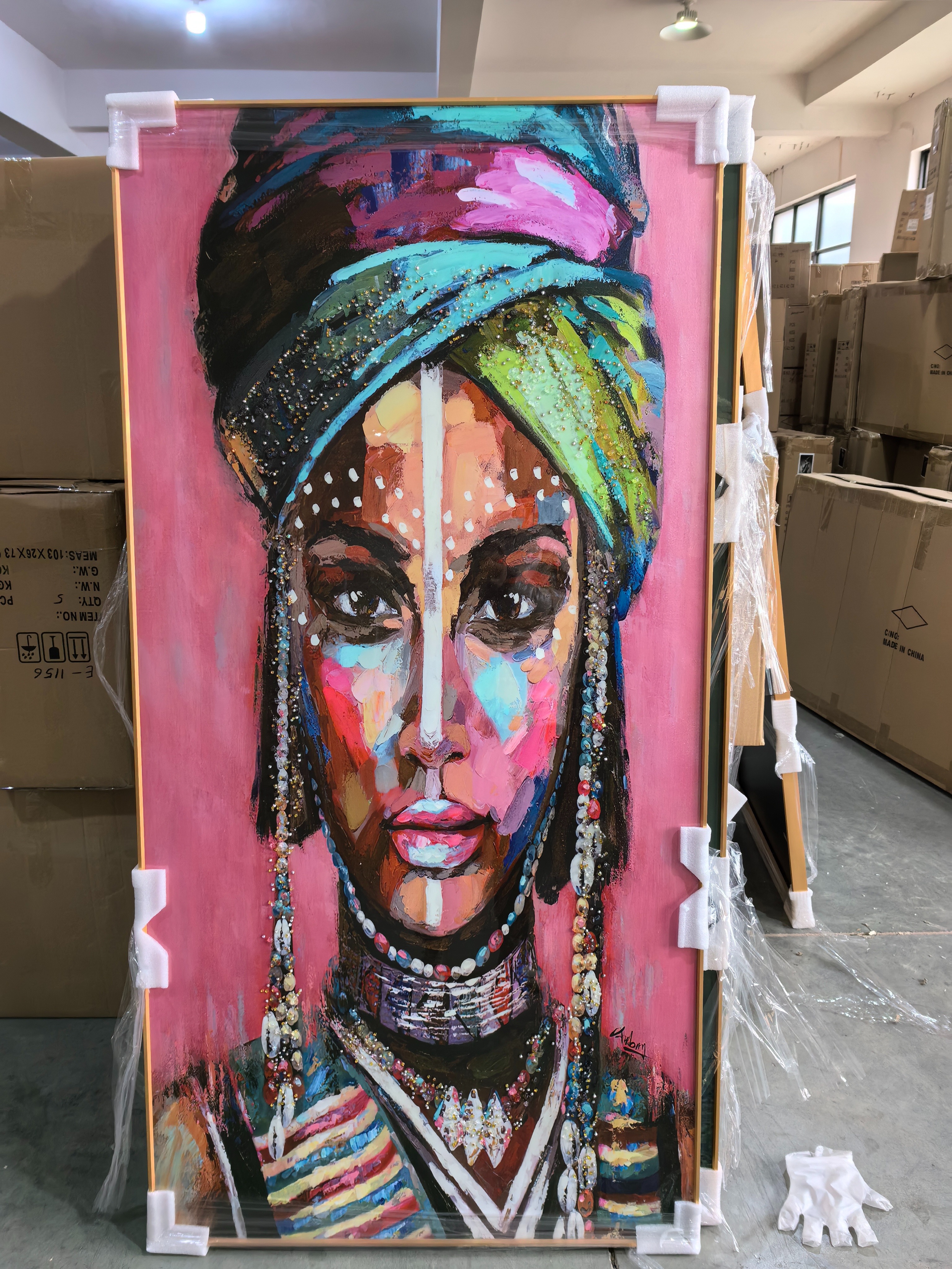 晶瓷晶钻（现货）装饰画 人物造型图80*160 壁画挂画铝合金框家装详情1