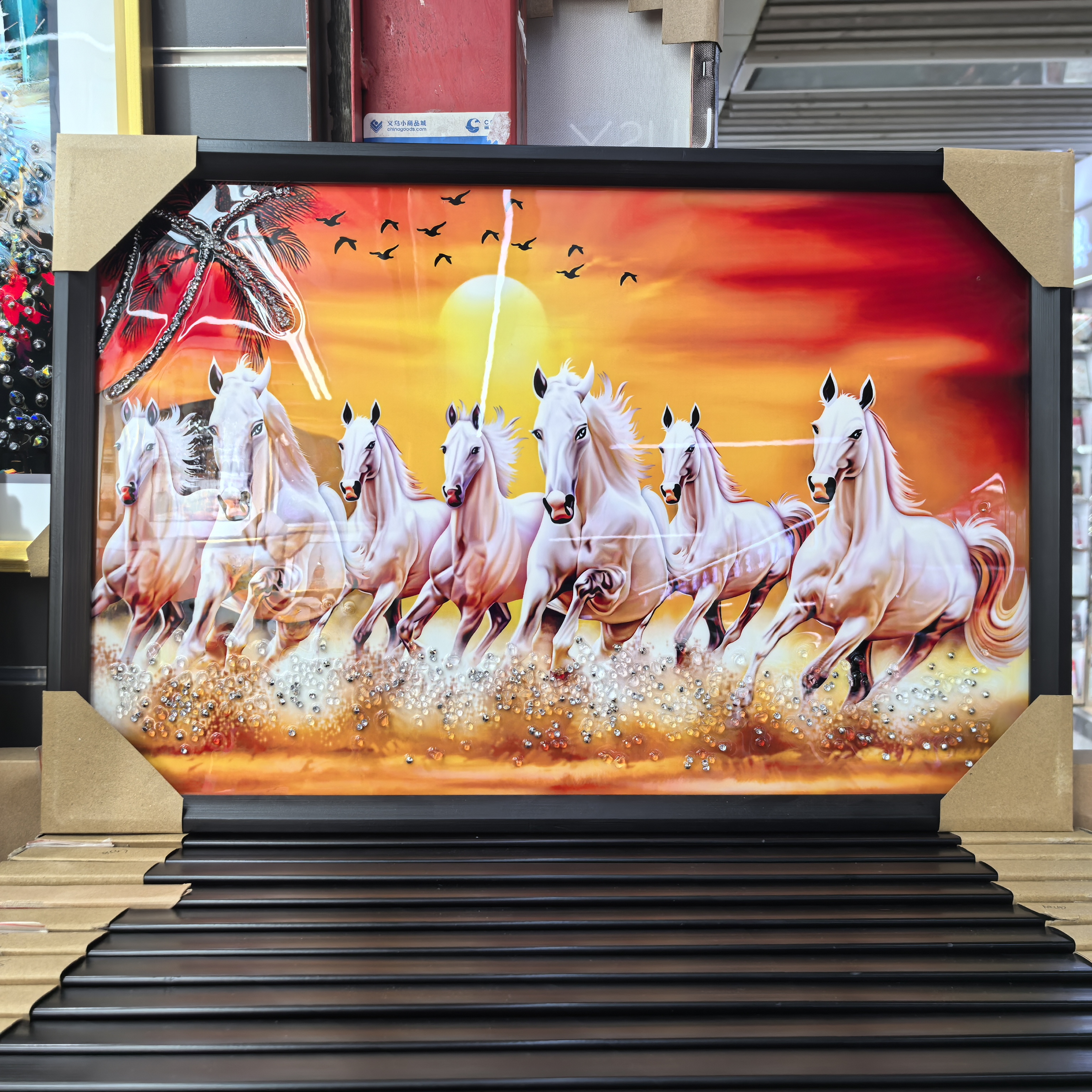 晶瓷晶钻动物/印度神装饰画 居家沙发背景壁画挂画工艺品相框工艺品详情1