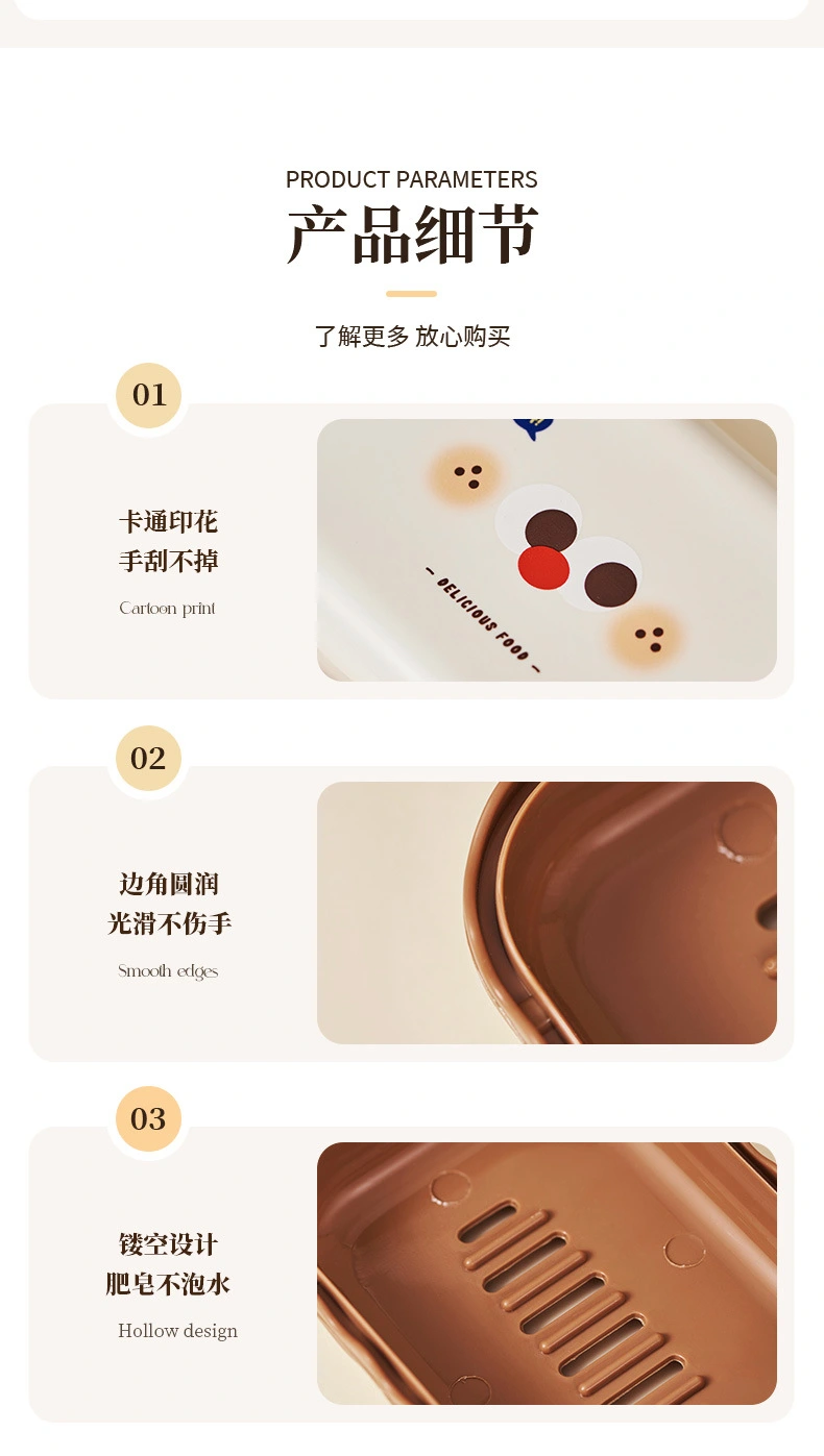 J06-6913 Soap box with lid, dust-proof and water-proof, convenient travel, simple draining soap box, countertop soap box detail image 14