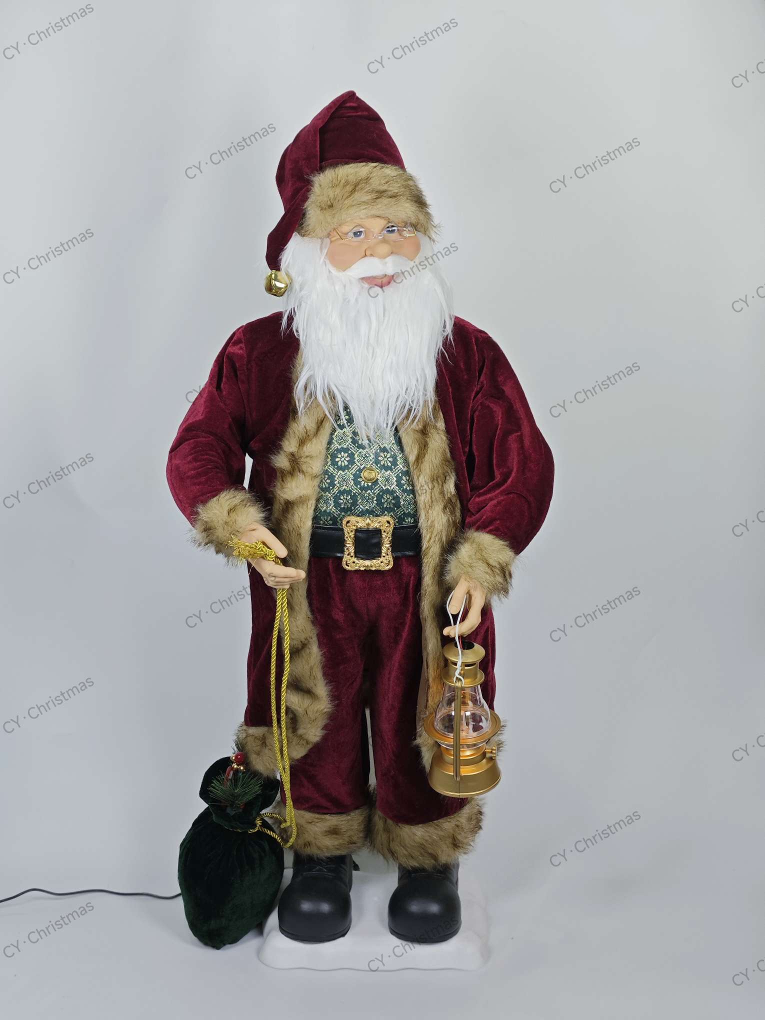 CY·Christmas 40-inch (1m) electric Santa Claus Christmas 8 music tracks with lights High-end Christmas ornaments and Christmas supplies