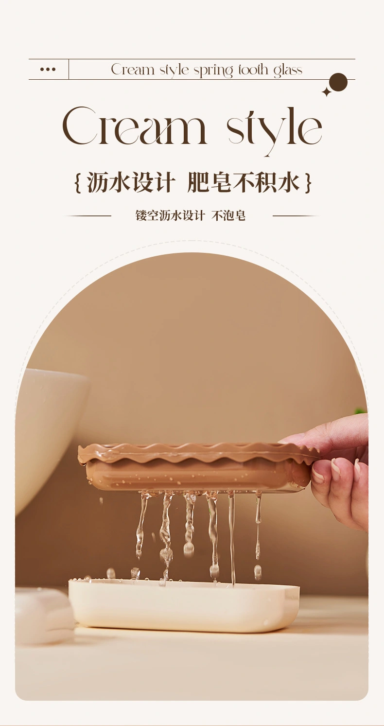 J06-6913 Soap box with lid, dust-proof and water-proof, convenient travel, simple draining soap box, countertop soap box detail image 9