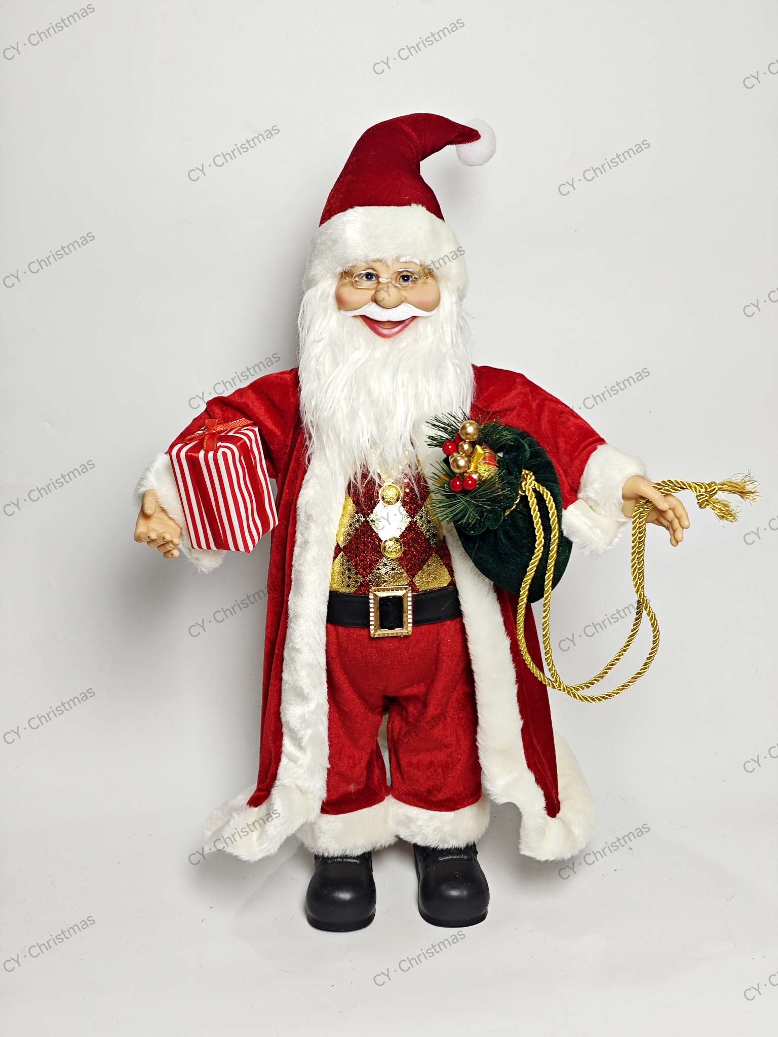 CY·Christmas 24英寸（60cm）红色系站姿圣诞老人 圣诞摆件 圣诞用品