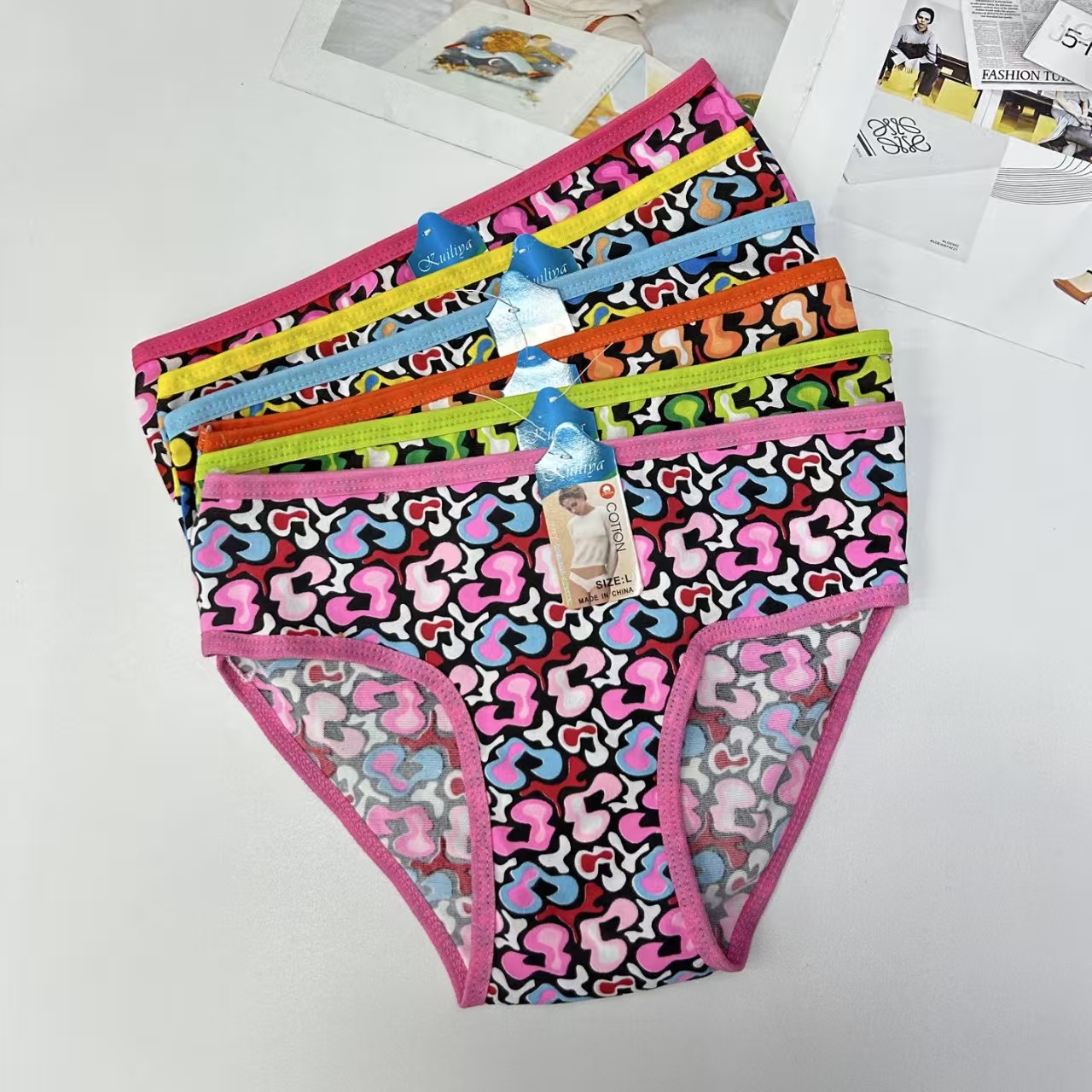 DD-8490# 26-head export underwear, women's underwear, milk silk-screen printed women's underwear, sexy colorful cartoon pattern Women's underwear, women's briefs, underwear, QNI Specification drawing