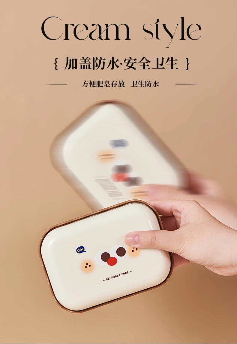 J06-6913 Soap box with lid, dust-proof and water-proof, convenient travel, simple draining soap box, countertop soap box detail image 10