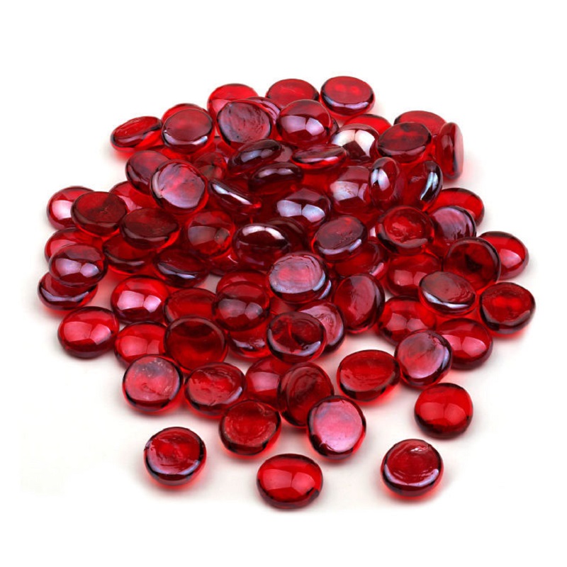 100 pieces of 17-20mm transparent colored glass flat beads, 15mm colored chess piece flat beads, glass gemstones, 12-14mm/1.6cm sea blue, red and yellow flat beads full figure