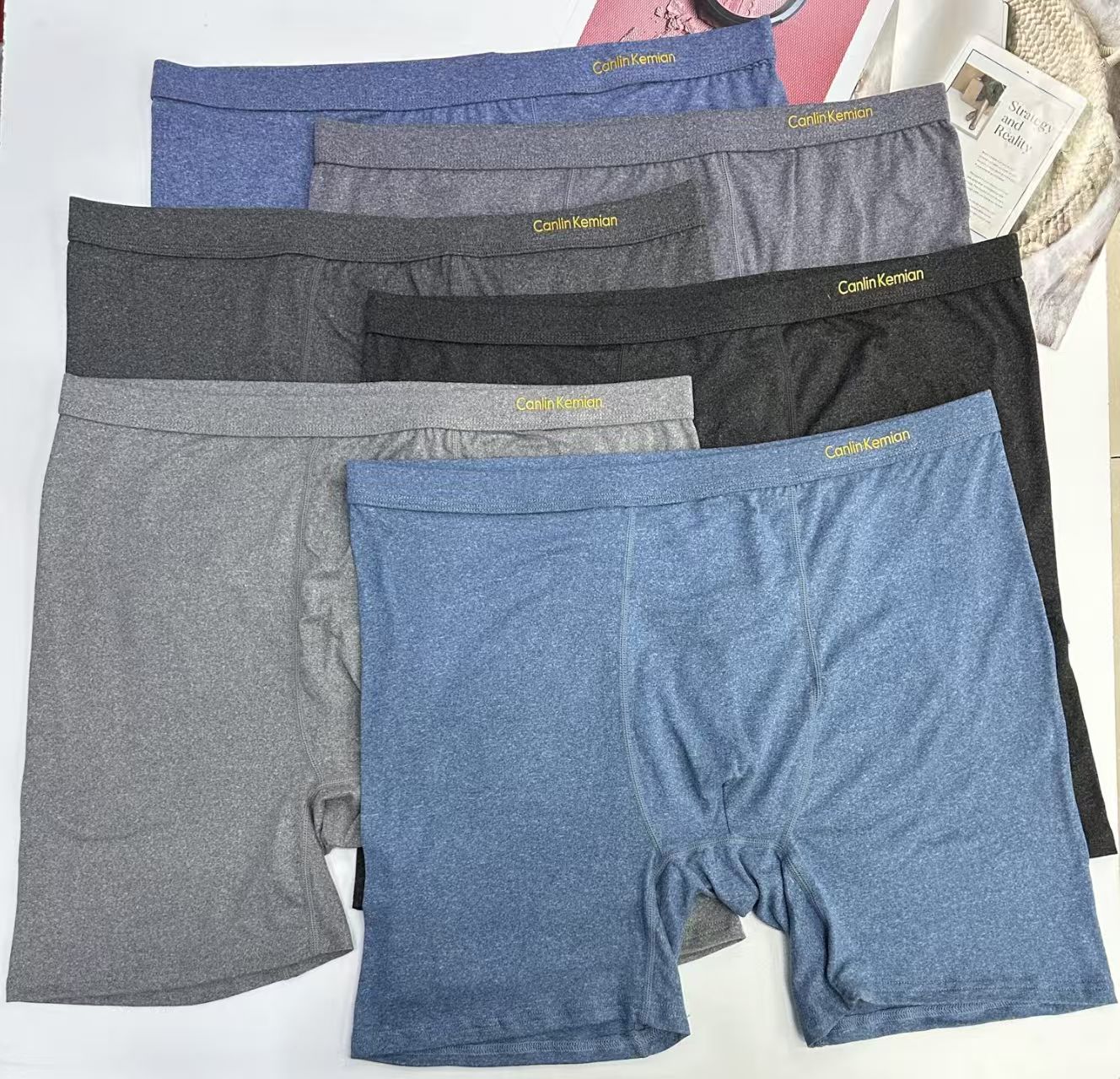 1416# Men's underwear for export to the Middle East and Africa, 46-head plus-size cationic men's underwear, epoxy resin men's briefs, solid color comfortable underwear, QNI Item Picture