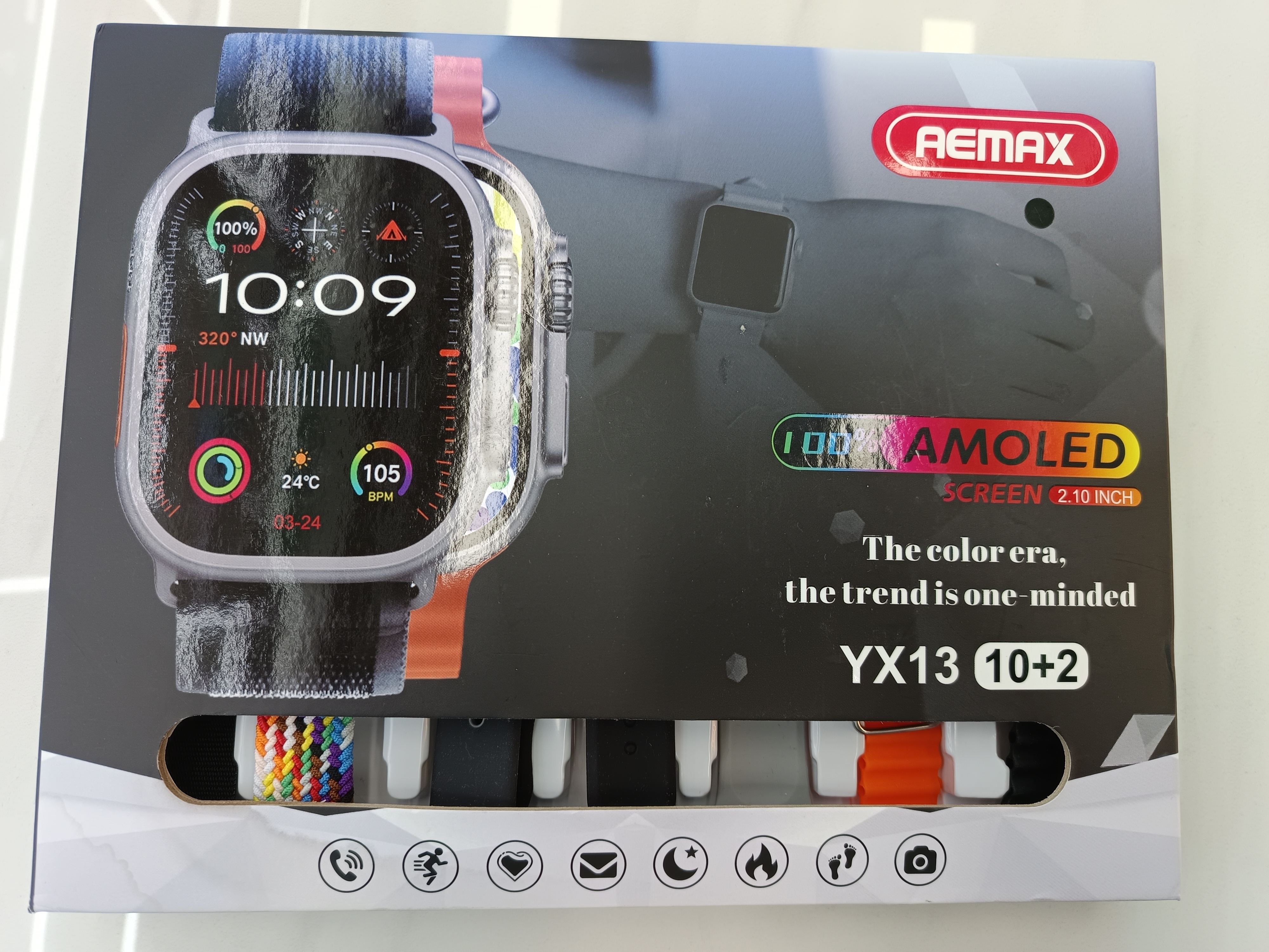 AEMAI YX13 smart sports watch case for making and receiving calls, heart rate and blood pressure detection, 7 silicone sports straps details Picture